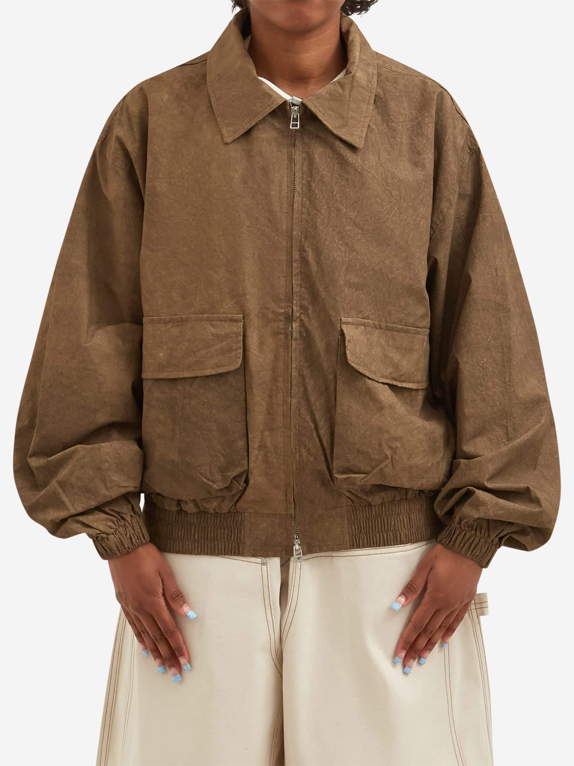 Estudio Niksen Acid Wash Bomber Jacket - Brown - Image 5