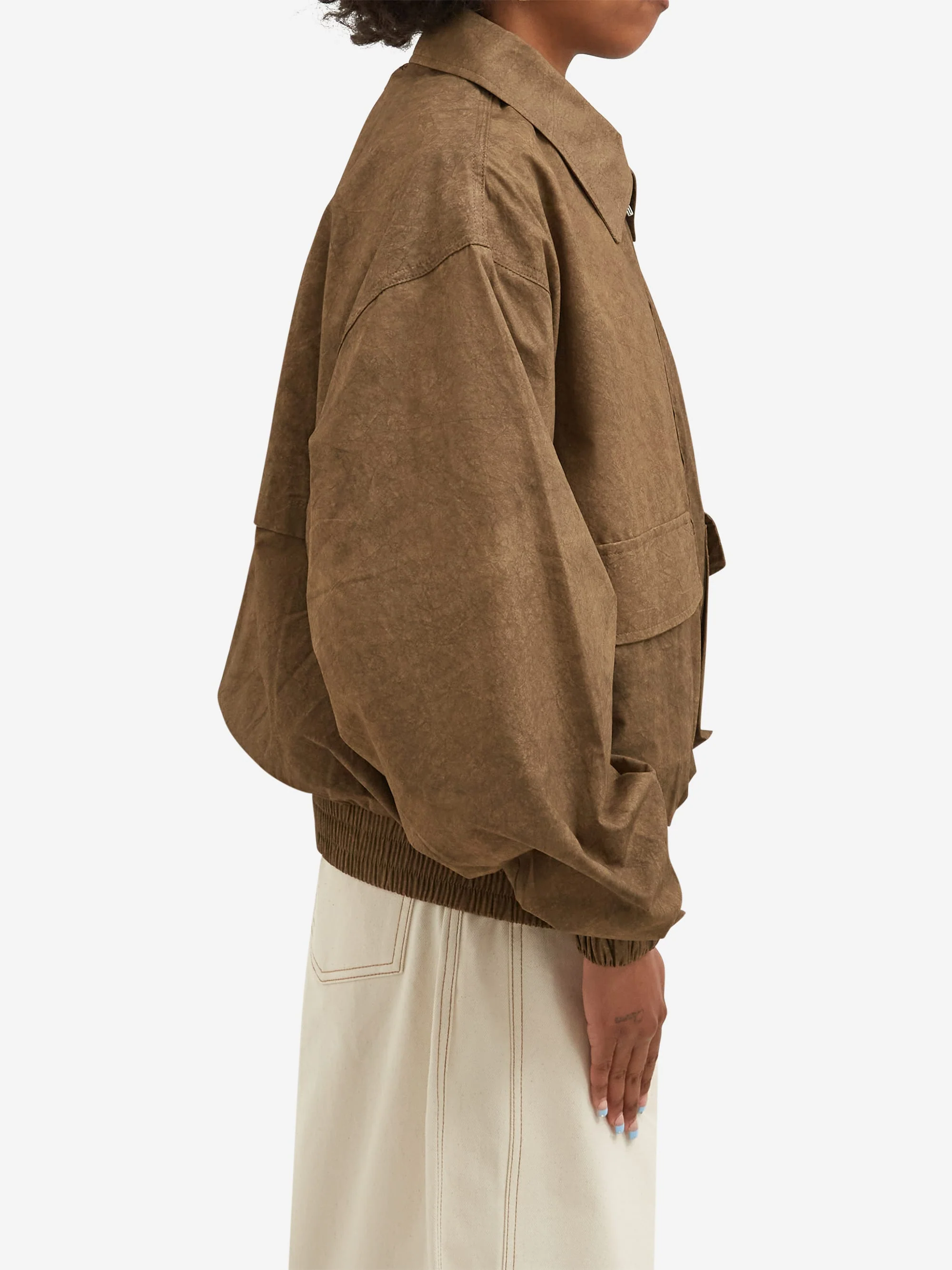 Estudio Niksen Acid Wash Bomber Jacket - Brown - Image 7