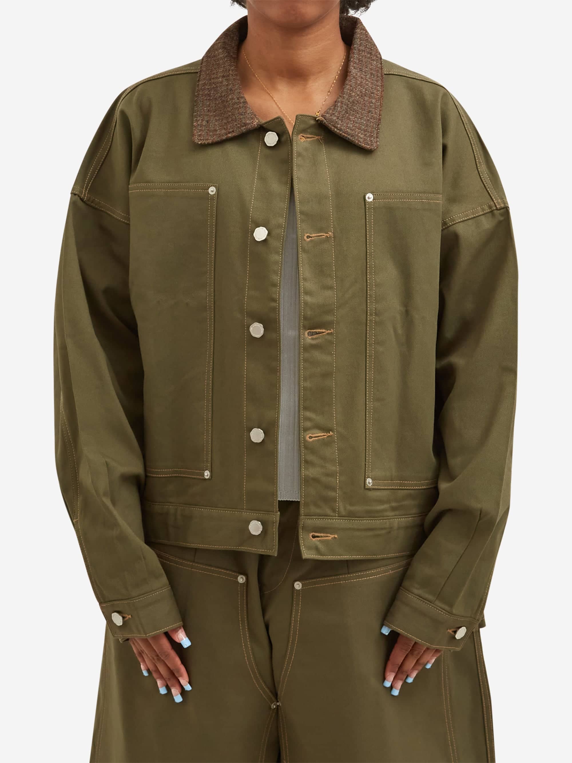 Estudio Niksen Carpenter Collar Jacket - Khaki - Image 3