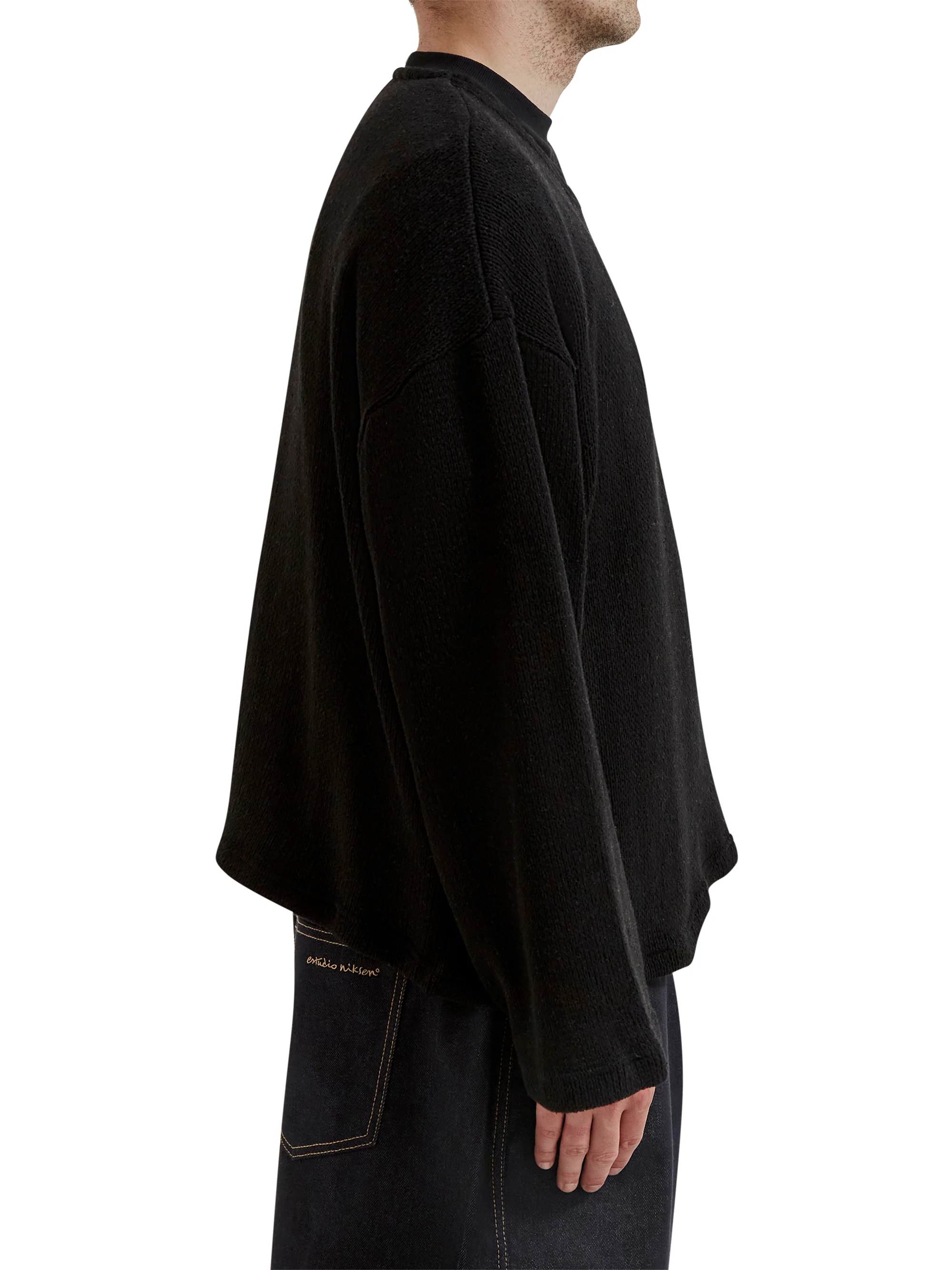 Estudio Niksen Crochet Boxy Sweater - Black - Image 5