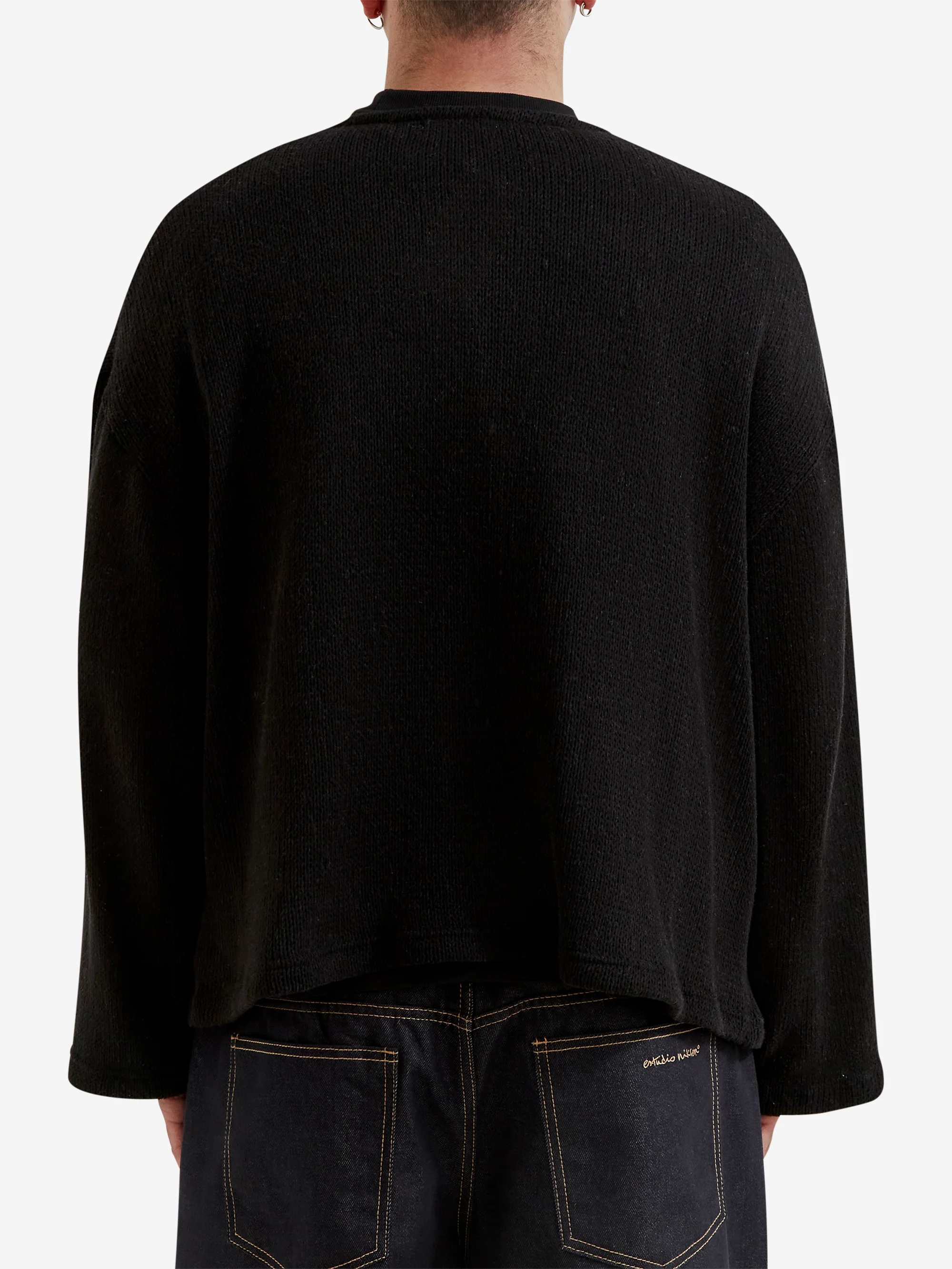 Estudio Niksen Crochet Boxy Sweater - Black - Image 6