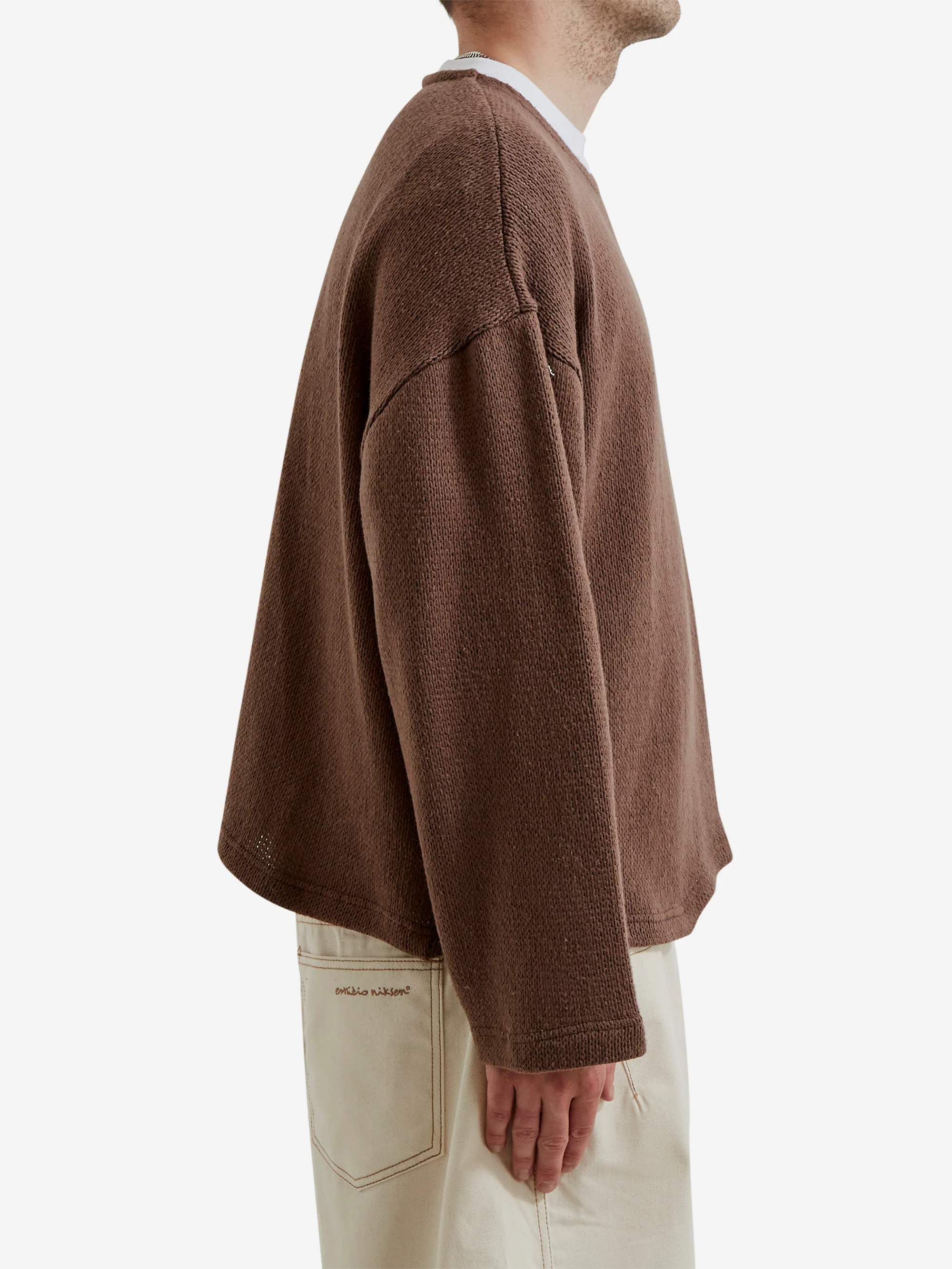 Estudio Niksen Crochet Boxy Sweater - Brown - Image 5