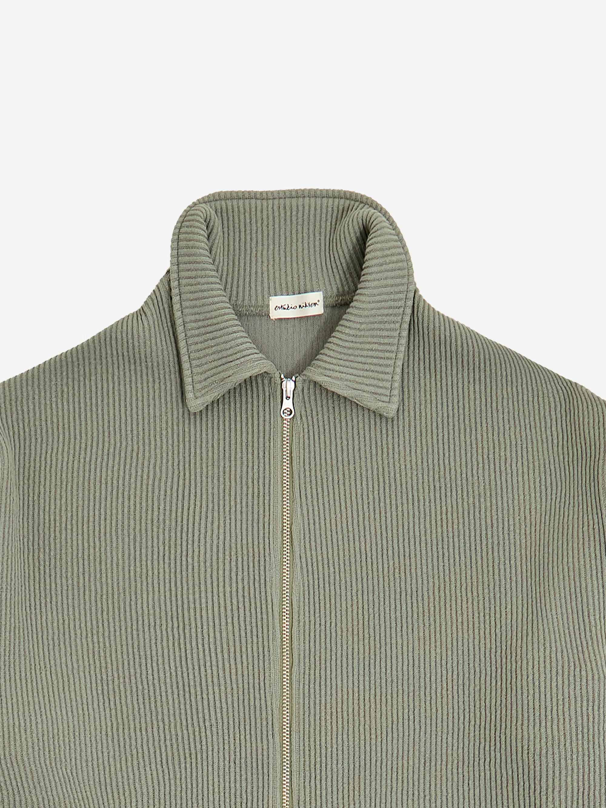 Estudio Niksen Double-zip Pocket Sweater - Sage - Image 4