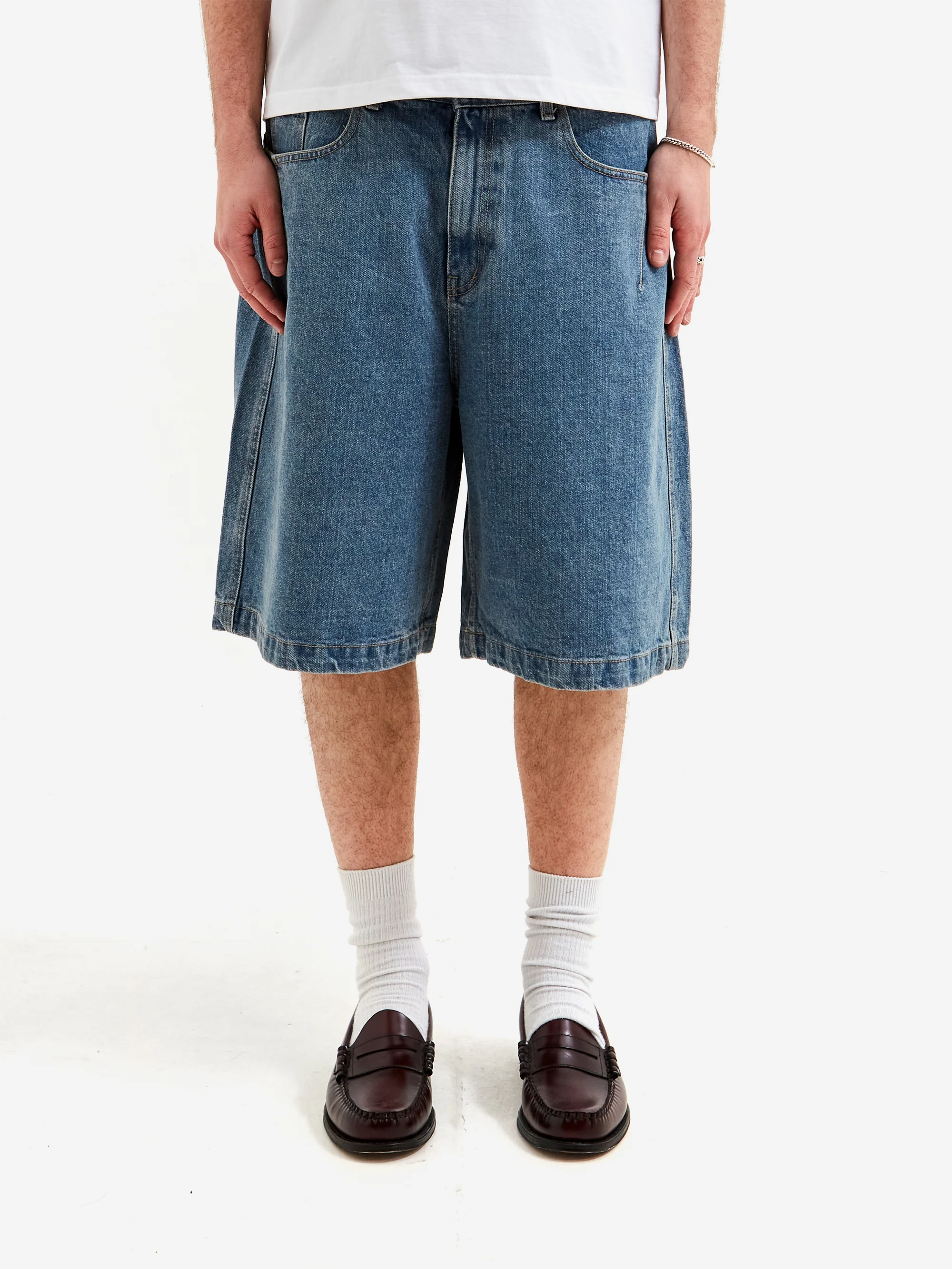 Estudio Niksen Half Dart Denim Shorts - Blue - Image 2