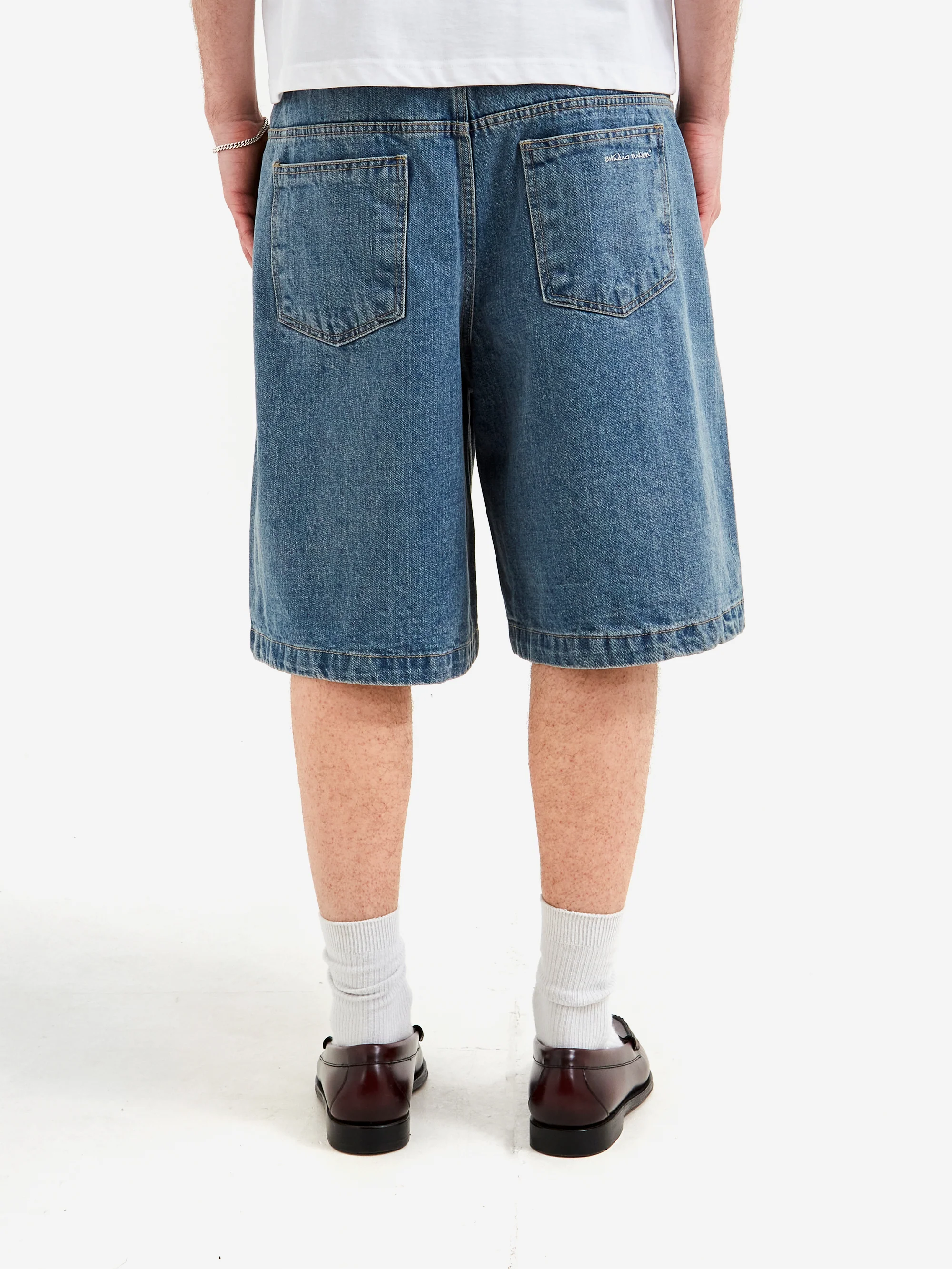 Estudio Niksen Half Dart Denim Shorts - Blue - Image 6