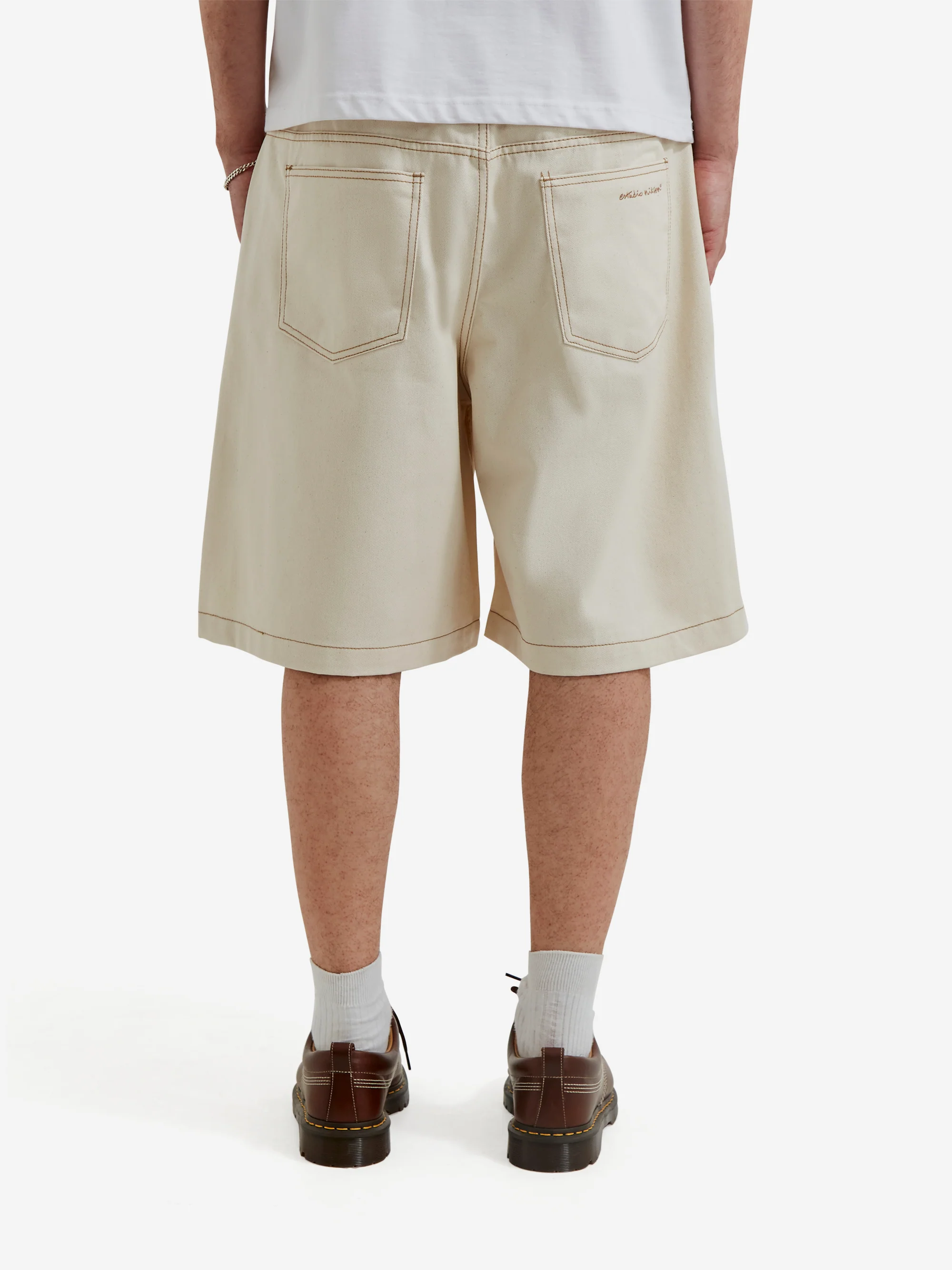 Estudio Niksen Half-Dart Denim Shorts - Oatmeal - Image 6