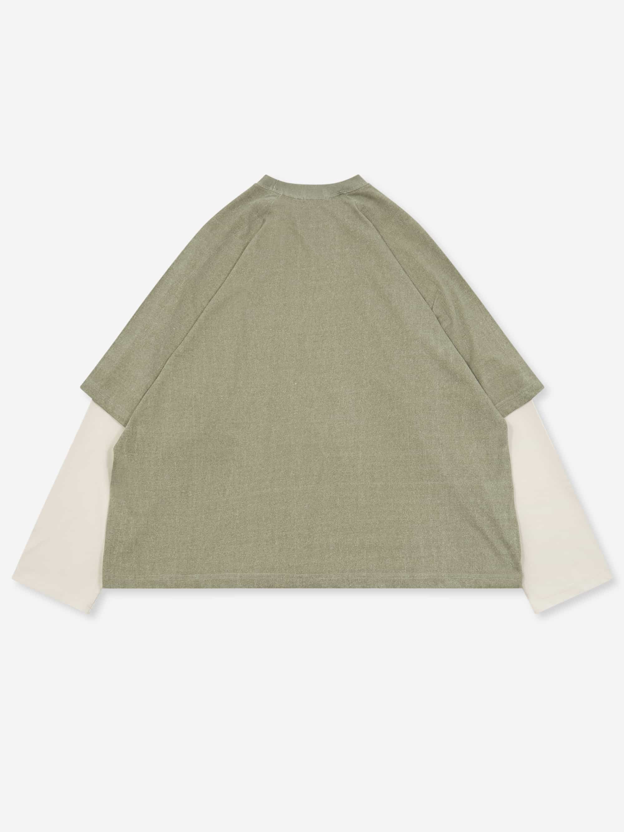 Estudio Niksen Longsleeve Layered Tee - Khaki Ivory - Image 4