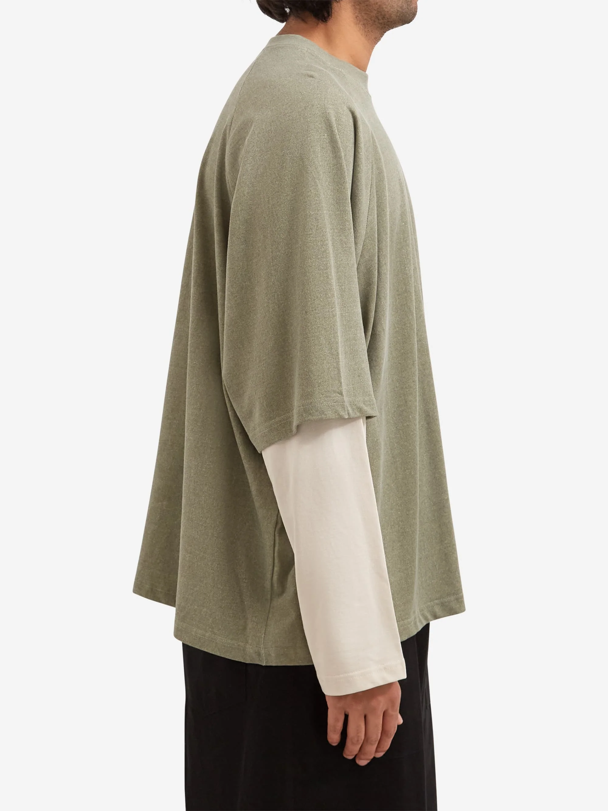 Estudio Niksen Longsleeve Layered Tee - Khaki Ivory - Image 5