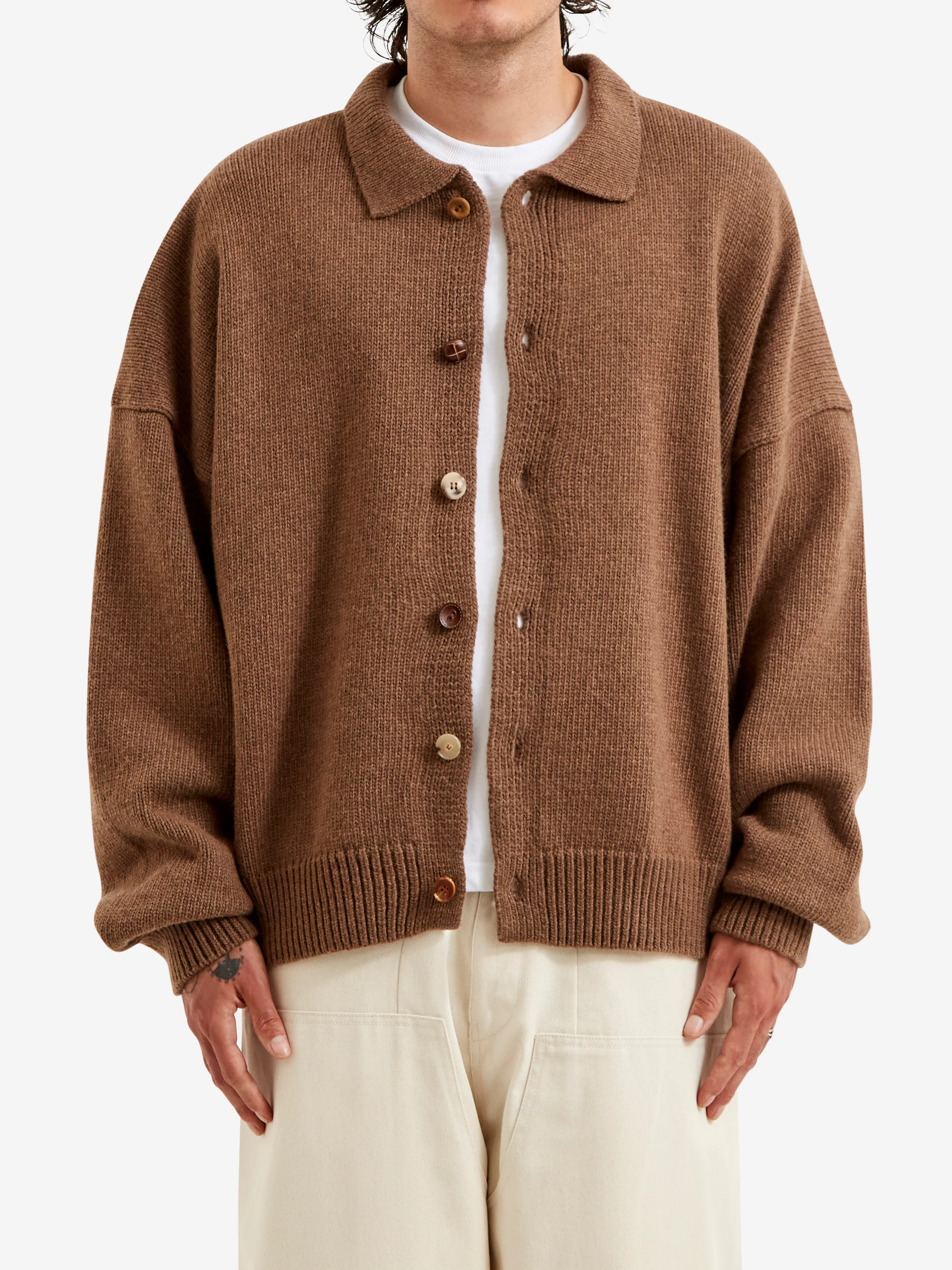 Estudio Niksen Mismatch Button Cardigan - Brown - Image 3