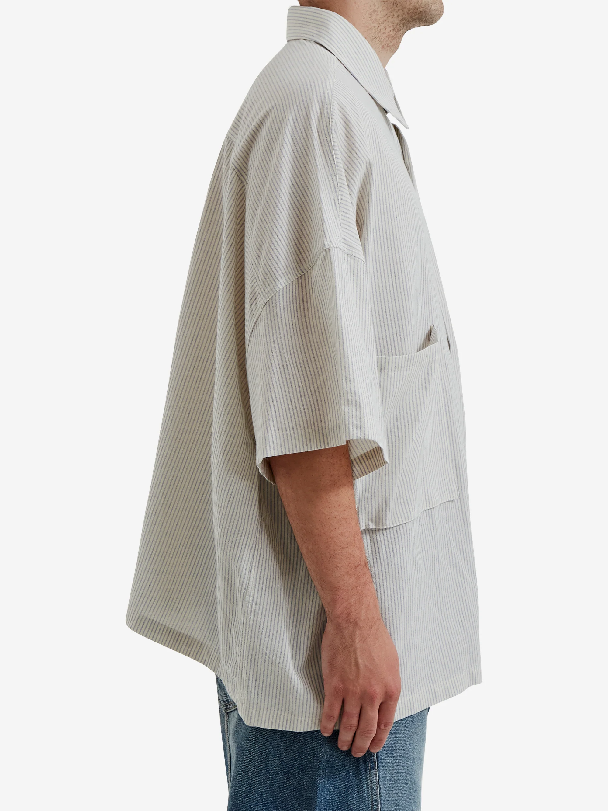 Estudio Niksen Pocket Big Shirt - Blue Stripe - Image 5