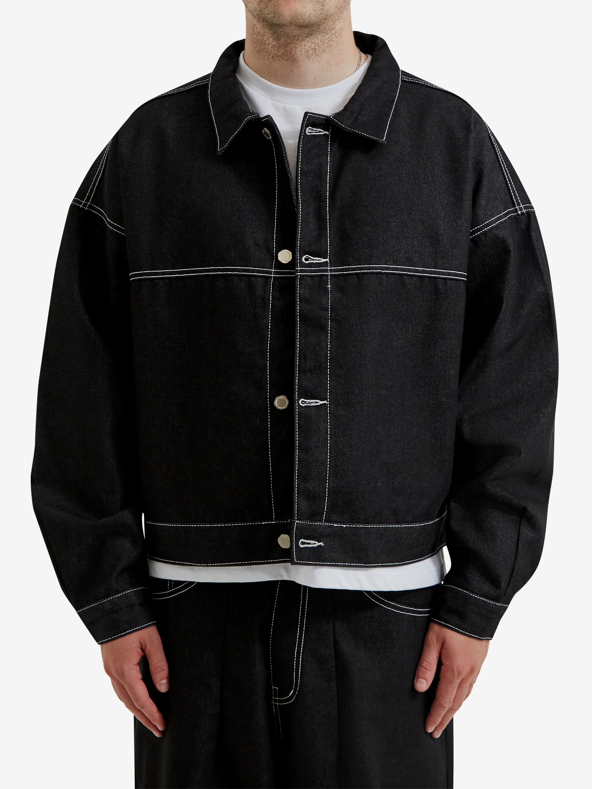 Estudio Niksen Raw Denim In-stitch Jacket - Black - Image 2