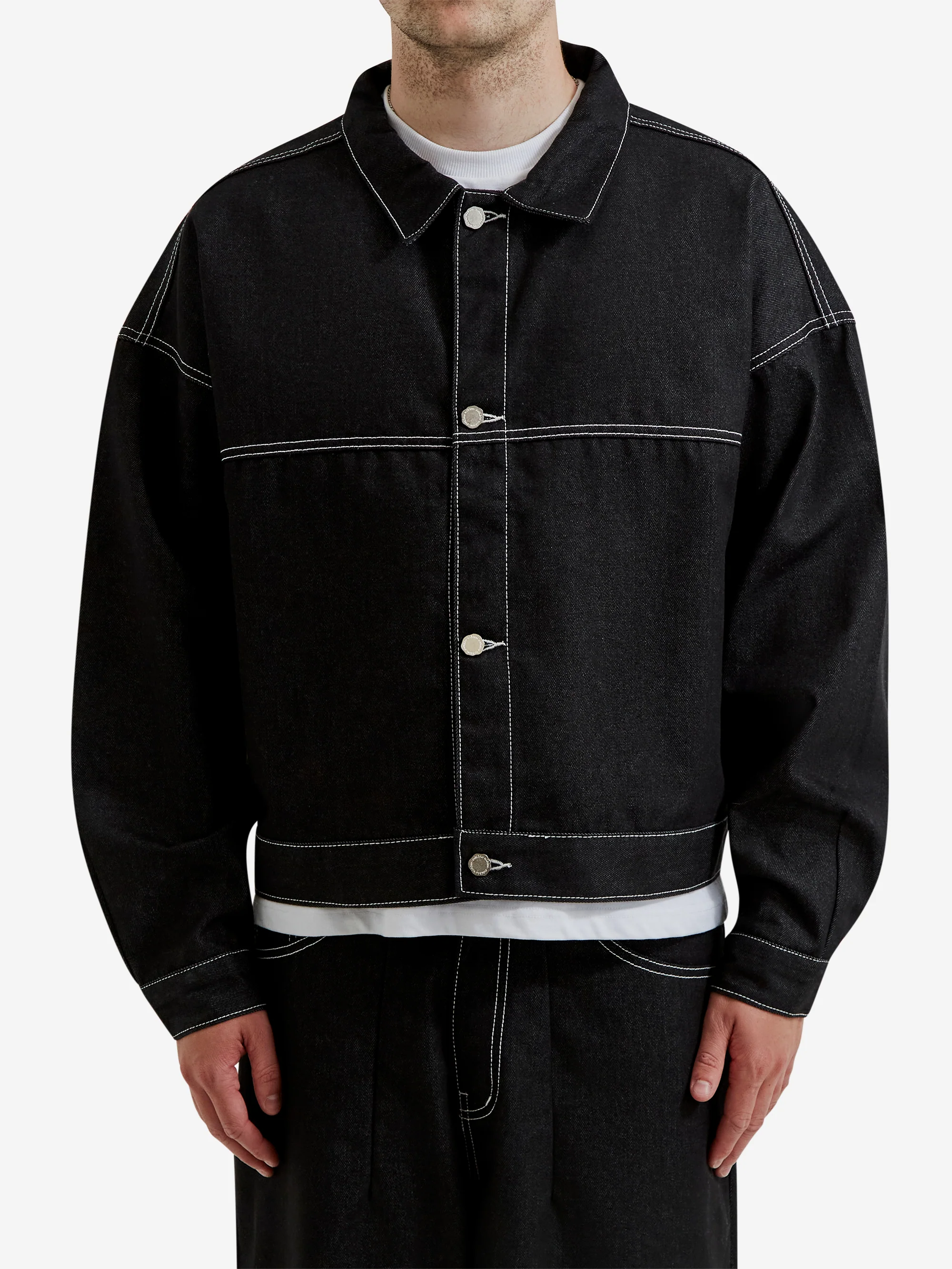 Estudio Niksen Raw Denim In-stitch Jacket - Black - Image 3