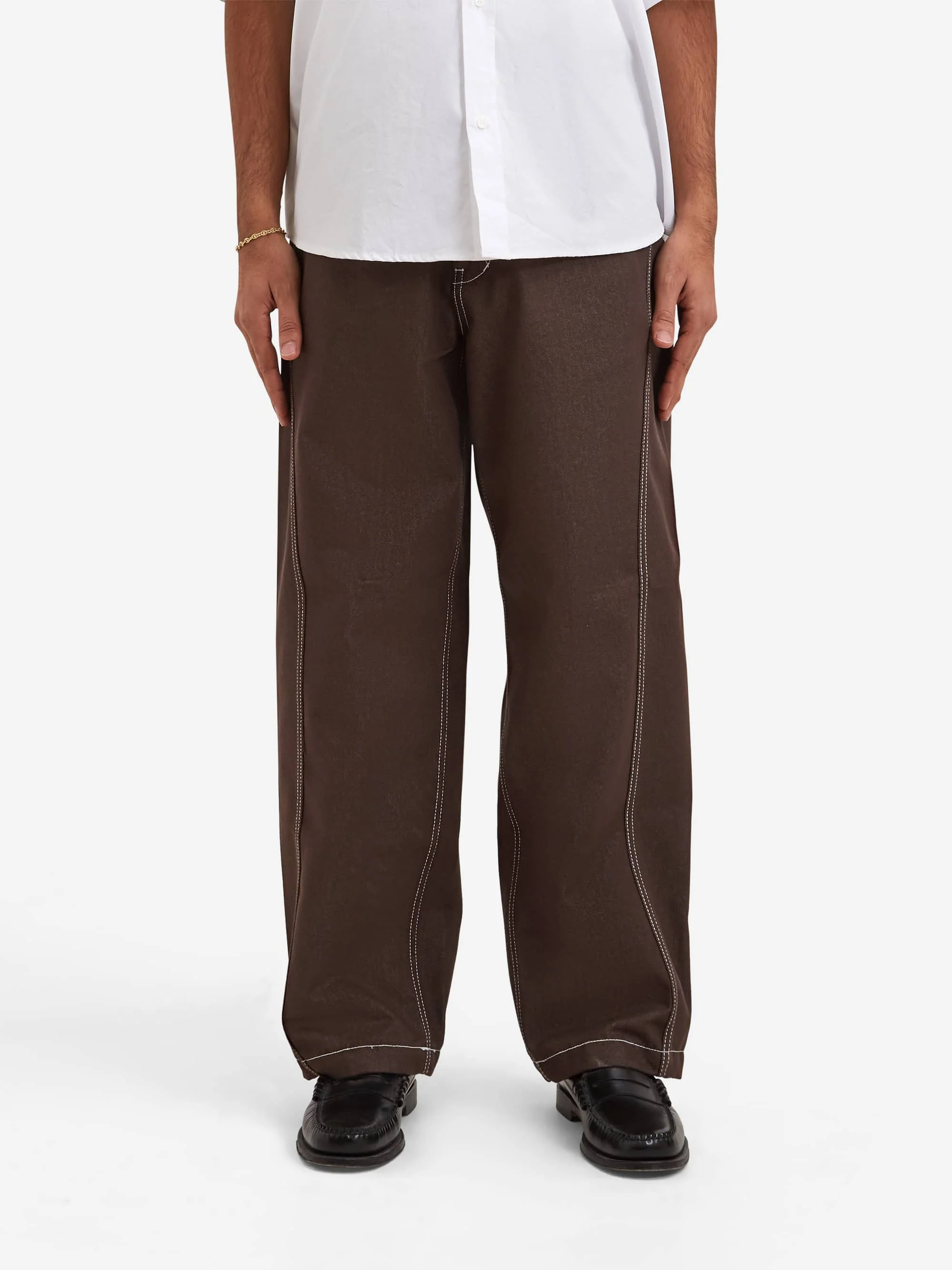 Estudio Niksen Raw Denim In-stitch Jeans - Brown - Image 2