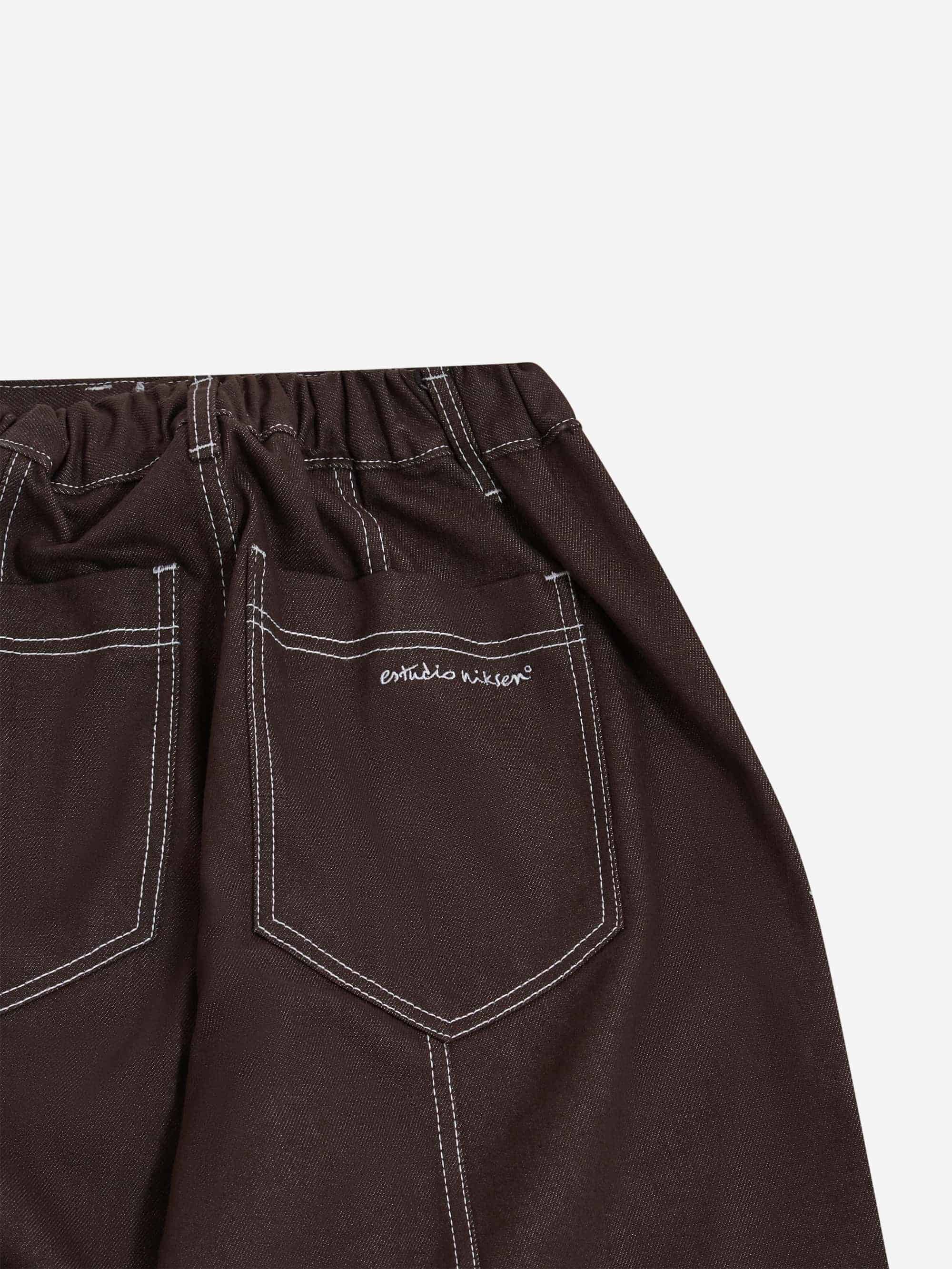 Estudio Niksen Raw Denim In-stitch Jeans - Brown - Image 5