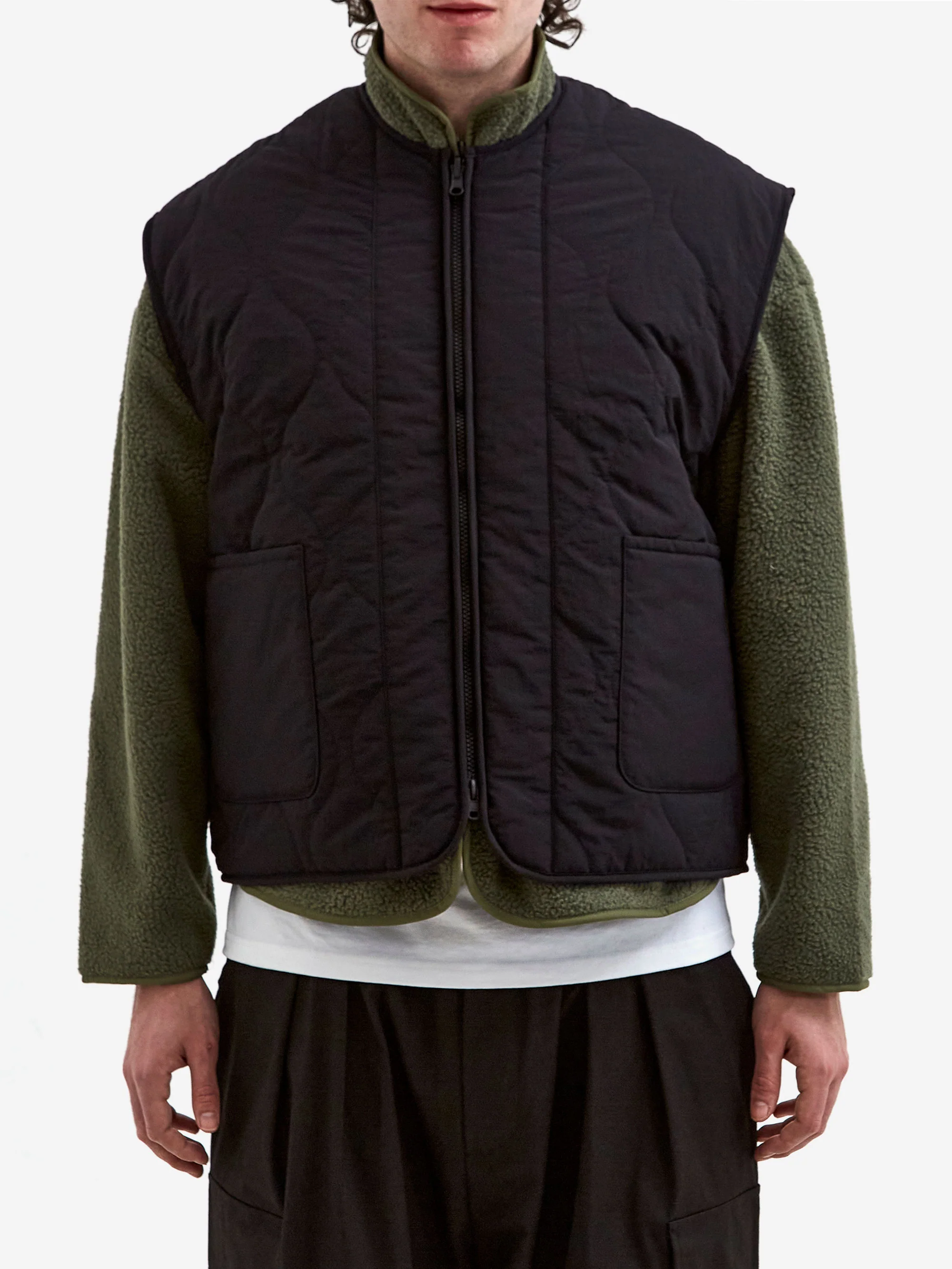 Estudio Niksen Reversible Nylon / Fleece Vest - Black - Image 9