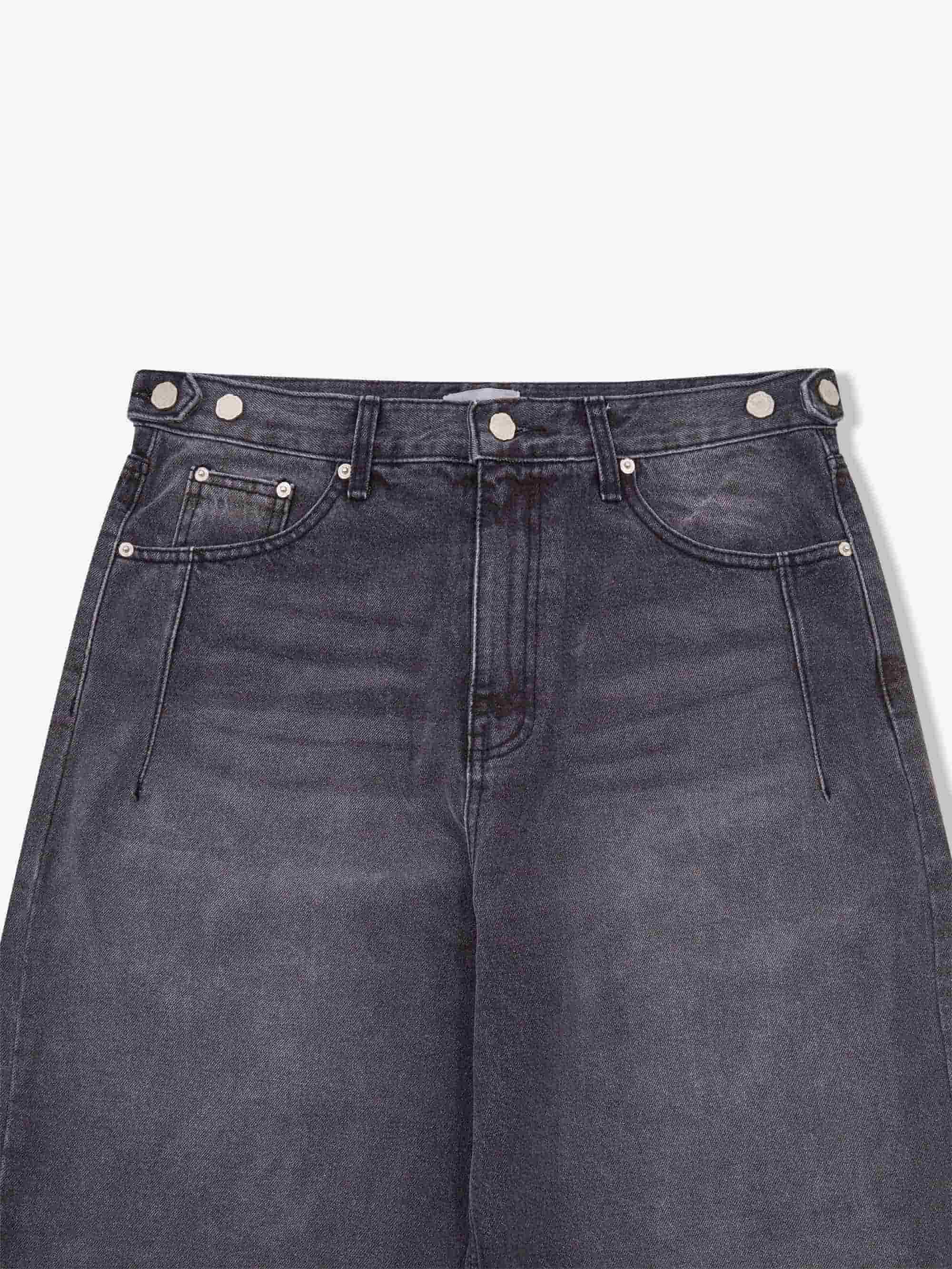 Estudio Niksen Side Button Denim Jeans - Black Denim - Image 2