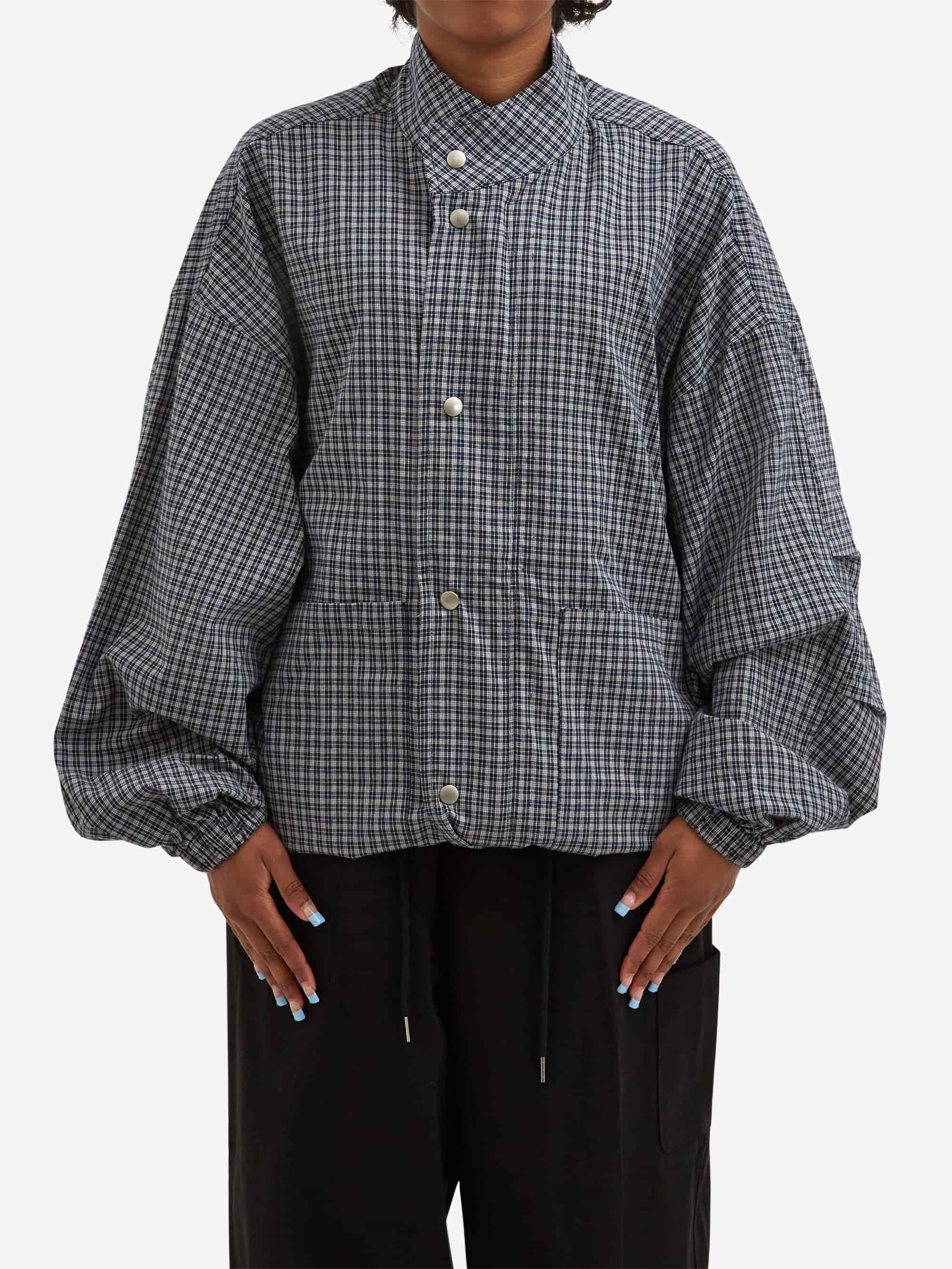 Estudio Niksen Side Pocket Light Jacket - Blue Checkered - Image 3