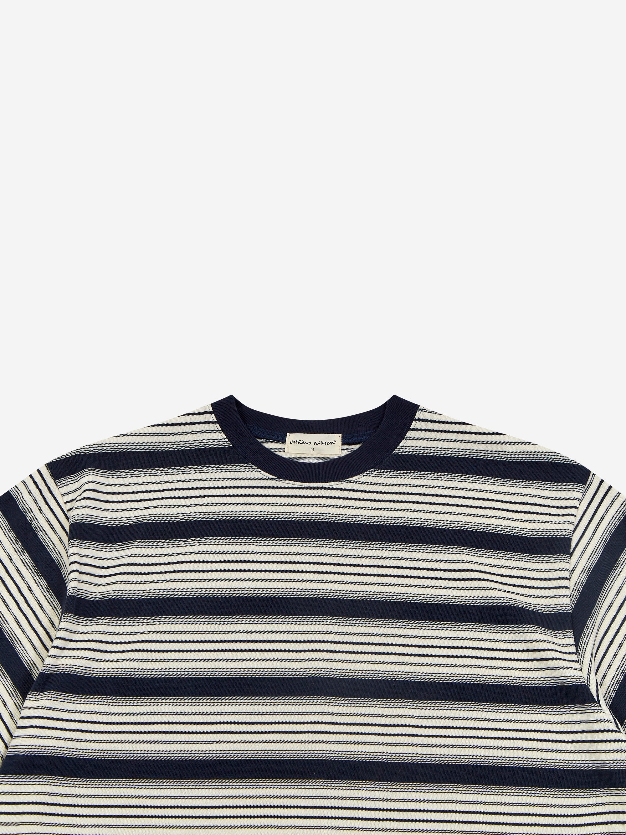 Estudio Niksen Signature Cropped Tee - Blue Stripe - Image 3