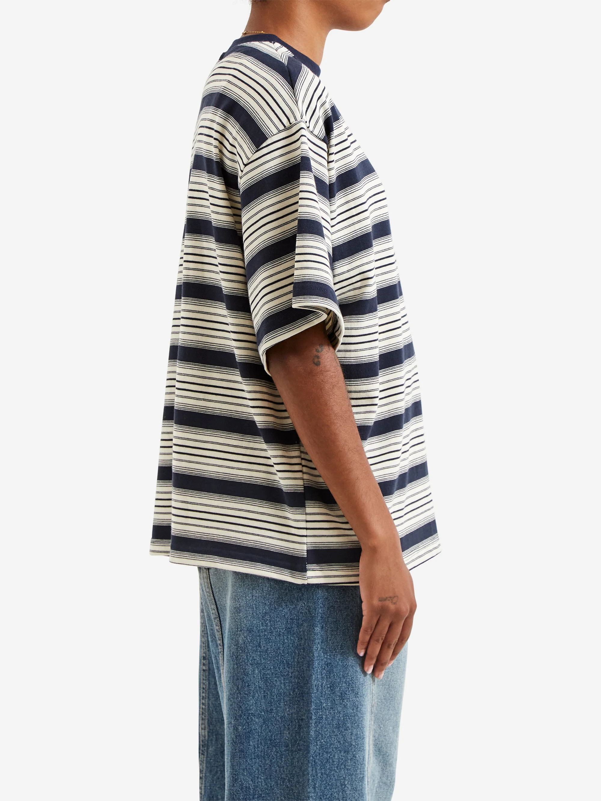 Estudio Niksen Signature Cropped Tee W - Blue Stripe - Image 2