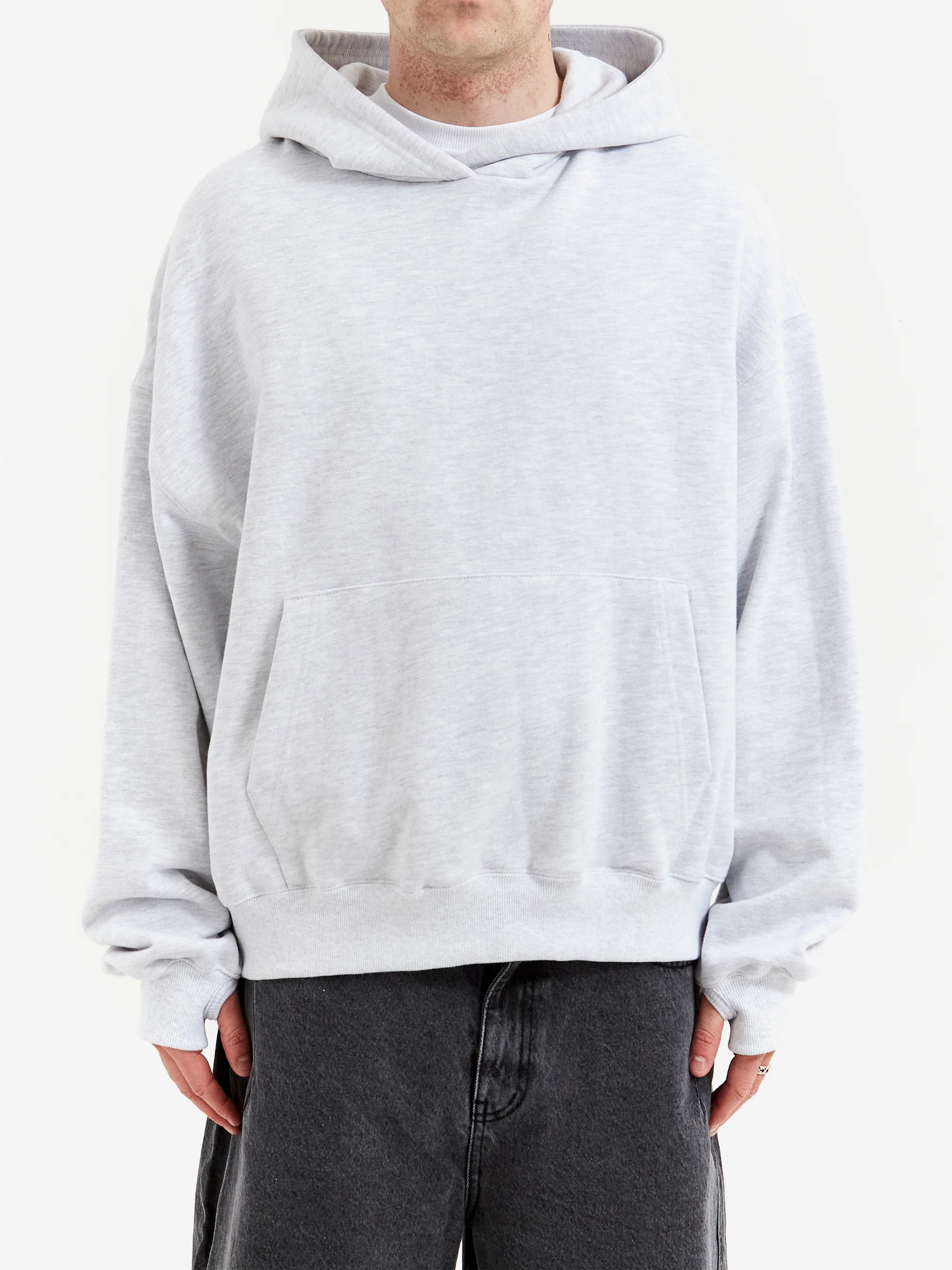 Estudio Niksen Signature Oversized Thumb Hoodie - Grey Marl - Image 2