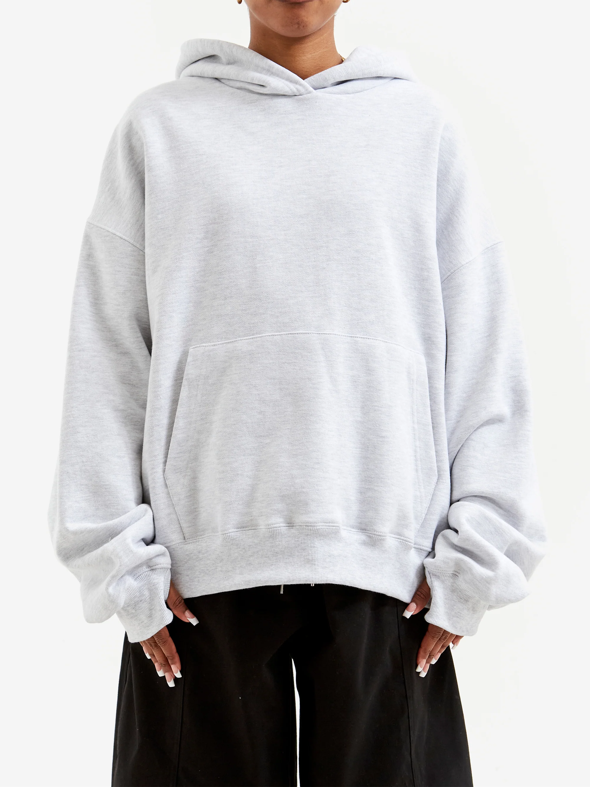 Estudio Niksen Signature Oversized Thumb Hoodie W - Grey Marl