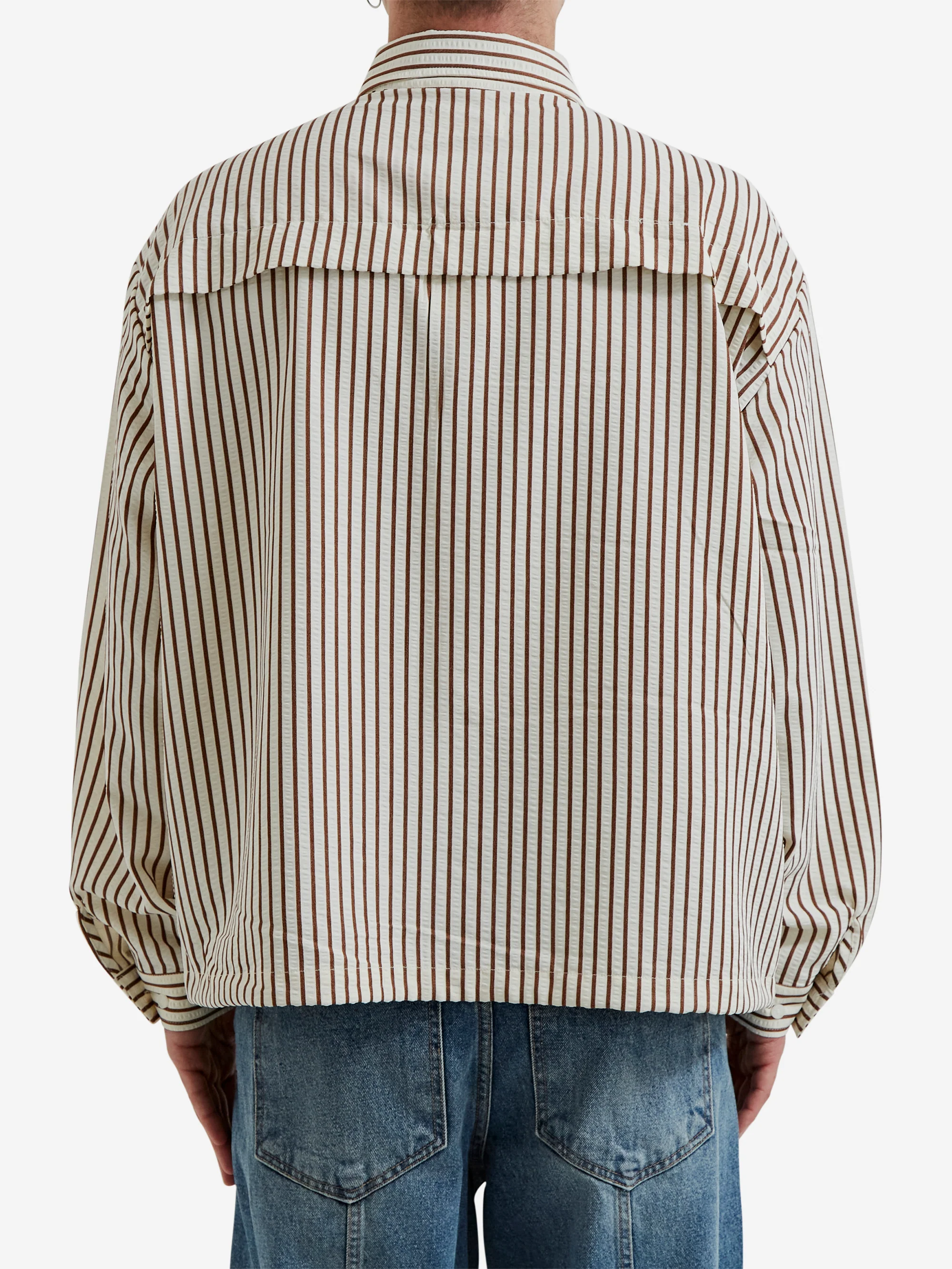 Estudio Niksen String Pocket Shirt - Brown Stripe - Image 6