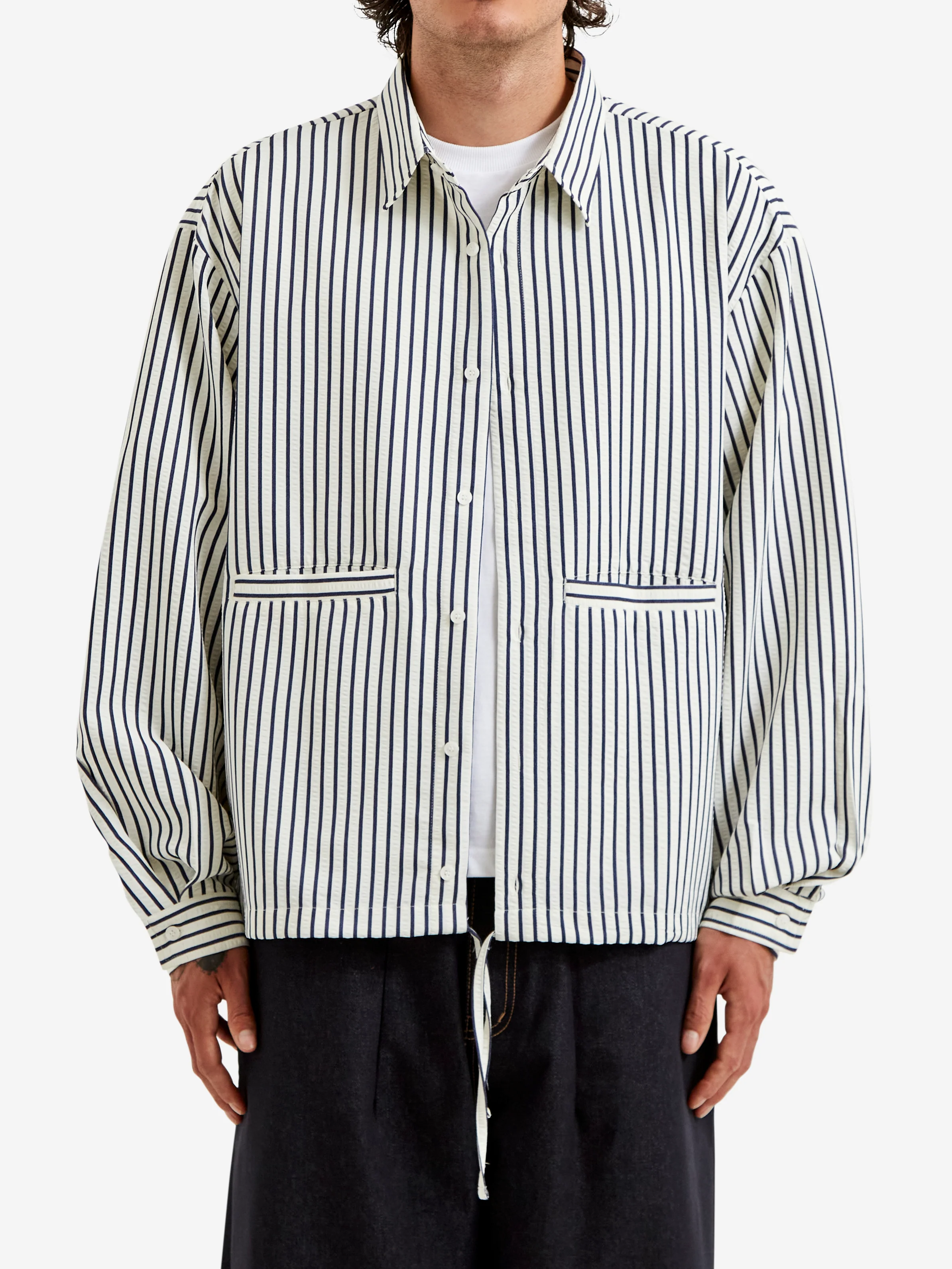 Estudio Niksen String Pocket Shirt - Navy Stripe - Image 2
