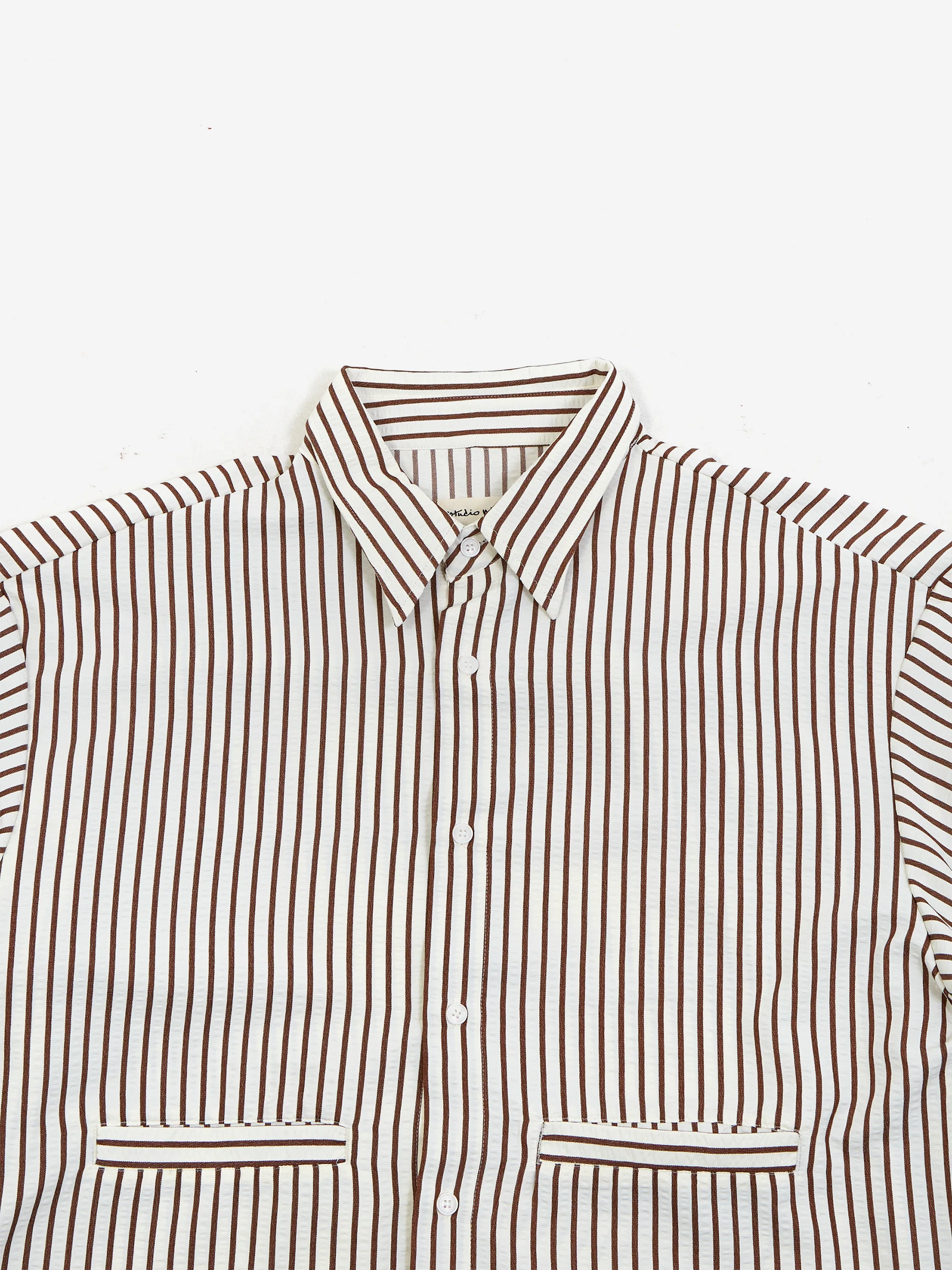 Estudio Niksen Stripe Pocket Overshirt - Brown Stripe - Image 4