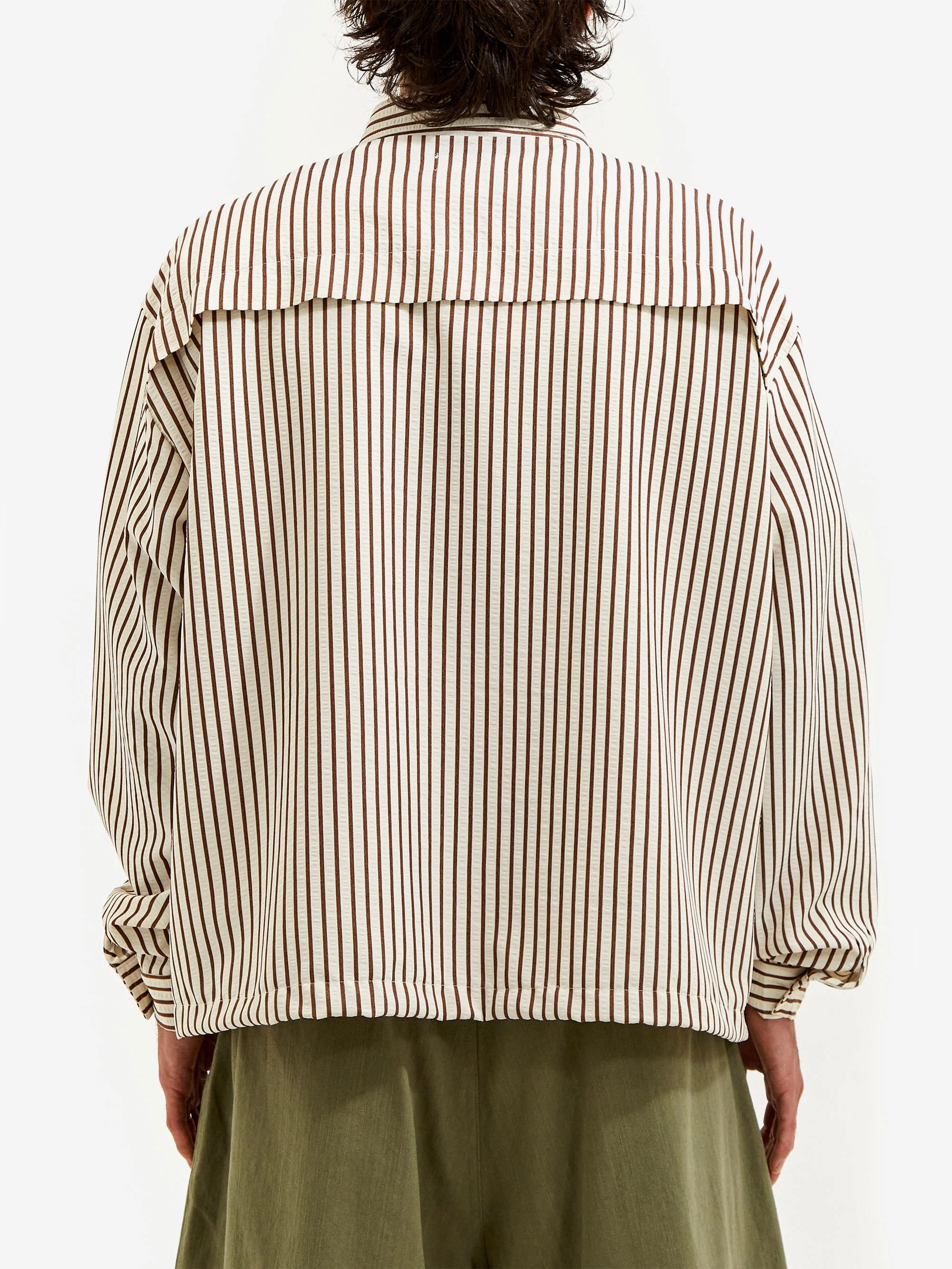 Estudio Niksen Stripe Pocket Overshirt - Brown Stripe - Image 7