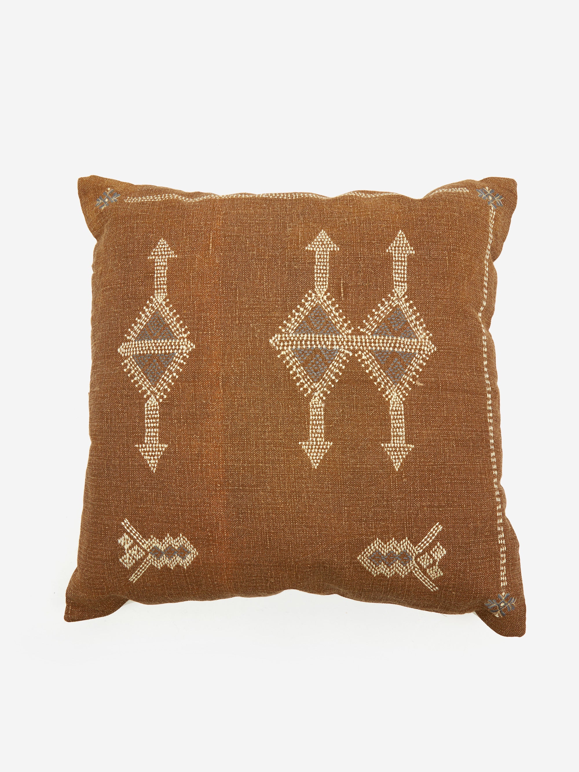 EYDA Embroidered Linen Cushion Cover - Rust