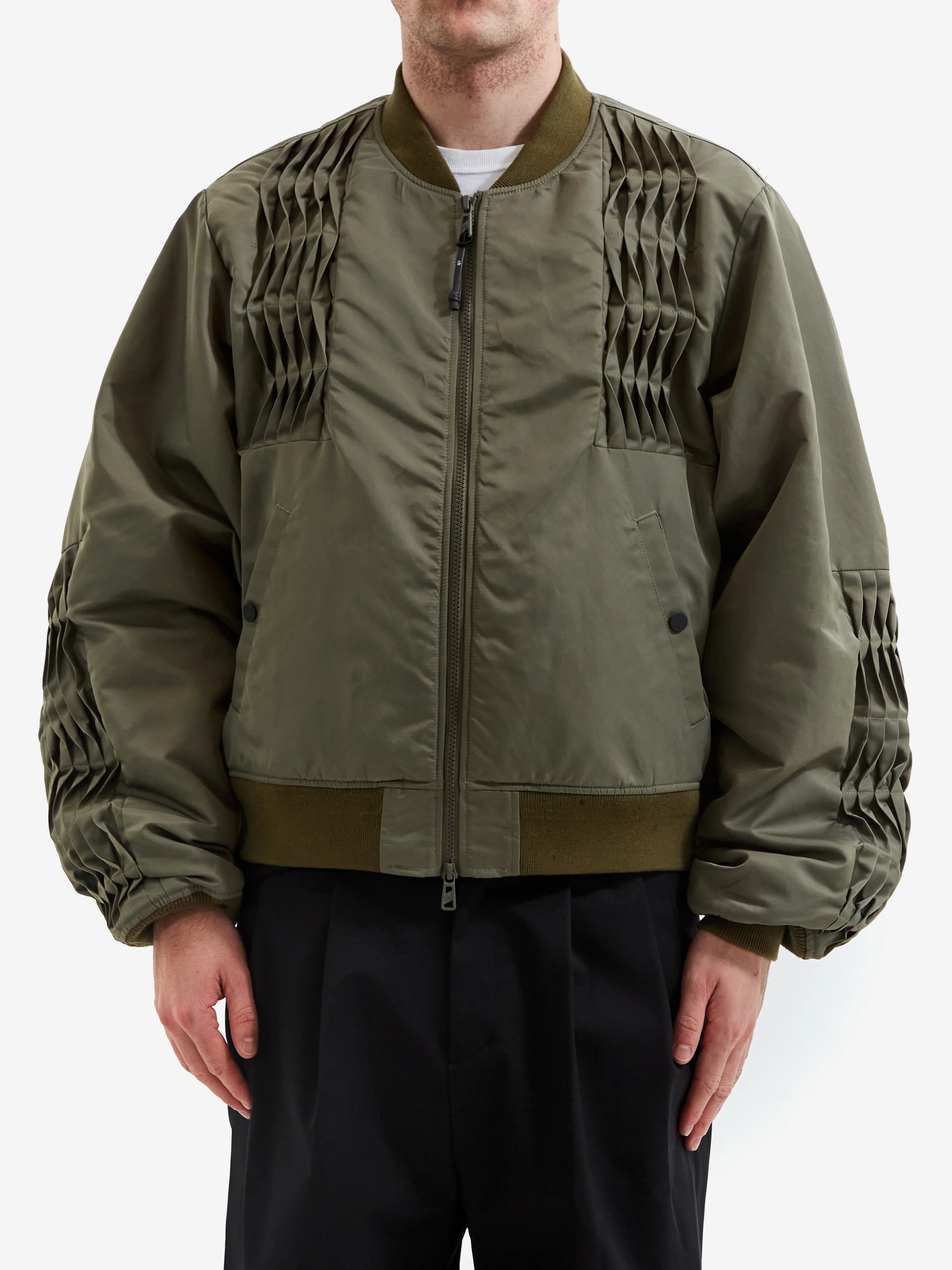F/CE Folding Pleats Flight Jacket - Olive - Image 3