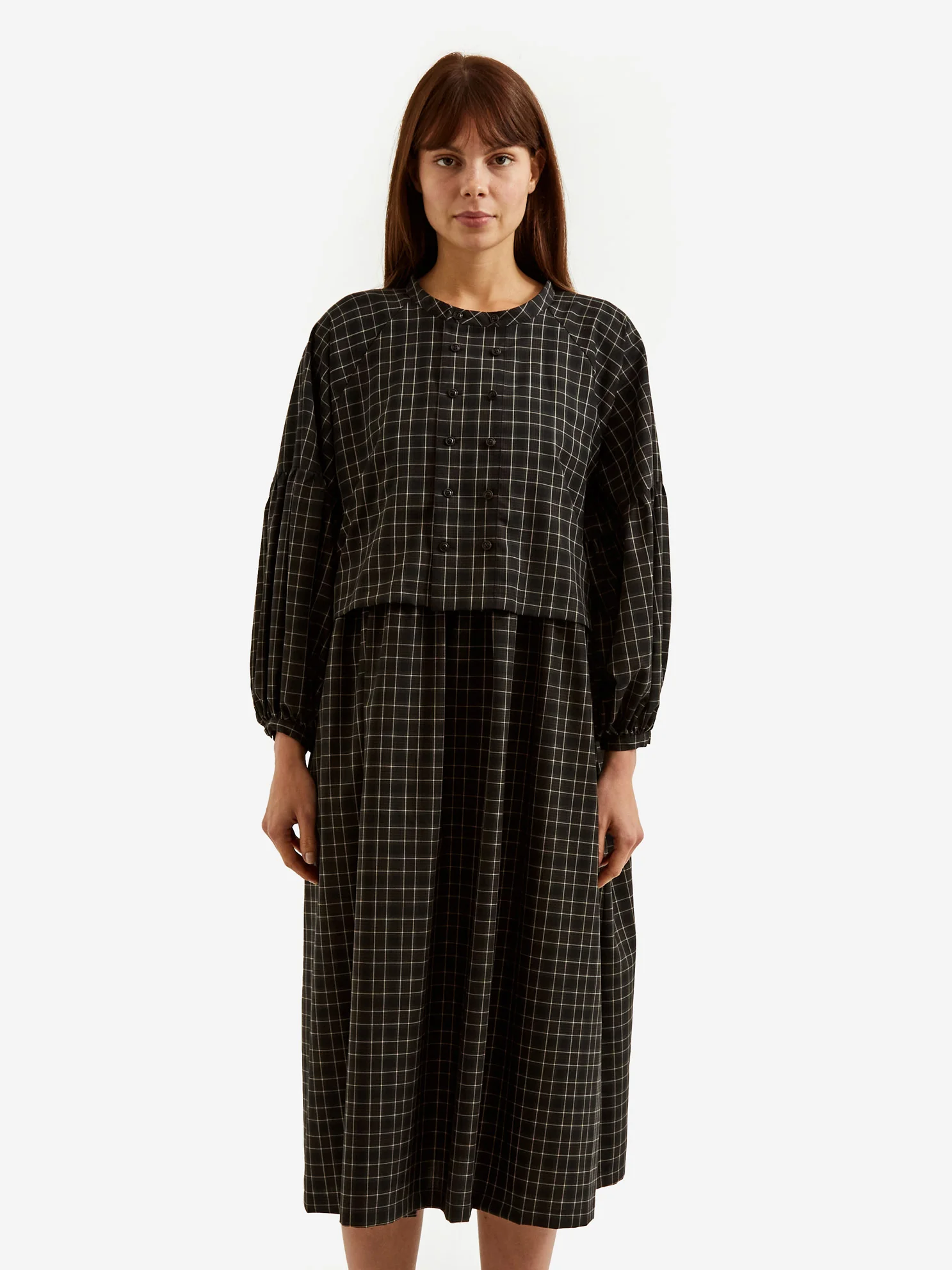 F/CE Gathered Long Dress - Brown