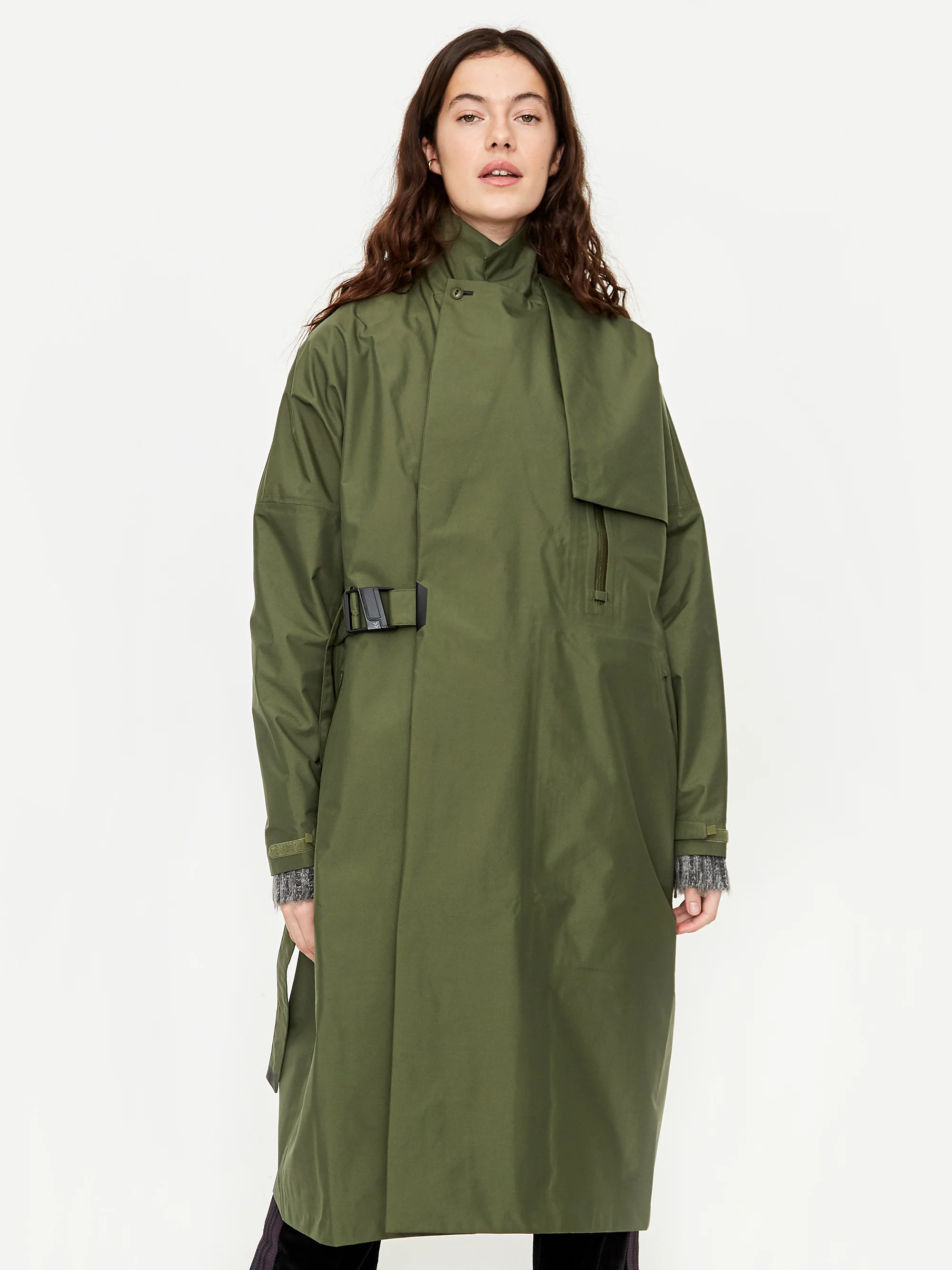 F/CE Wrap Double Breasted Coat - Olive - Image 3