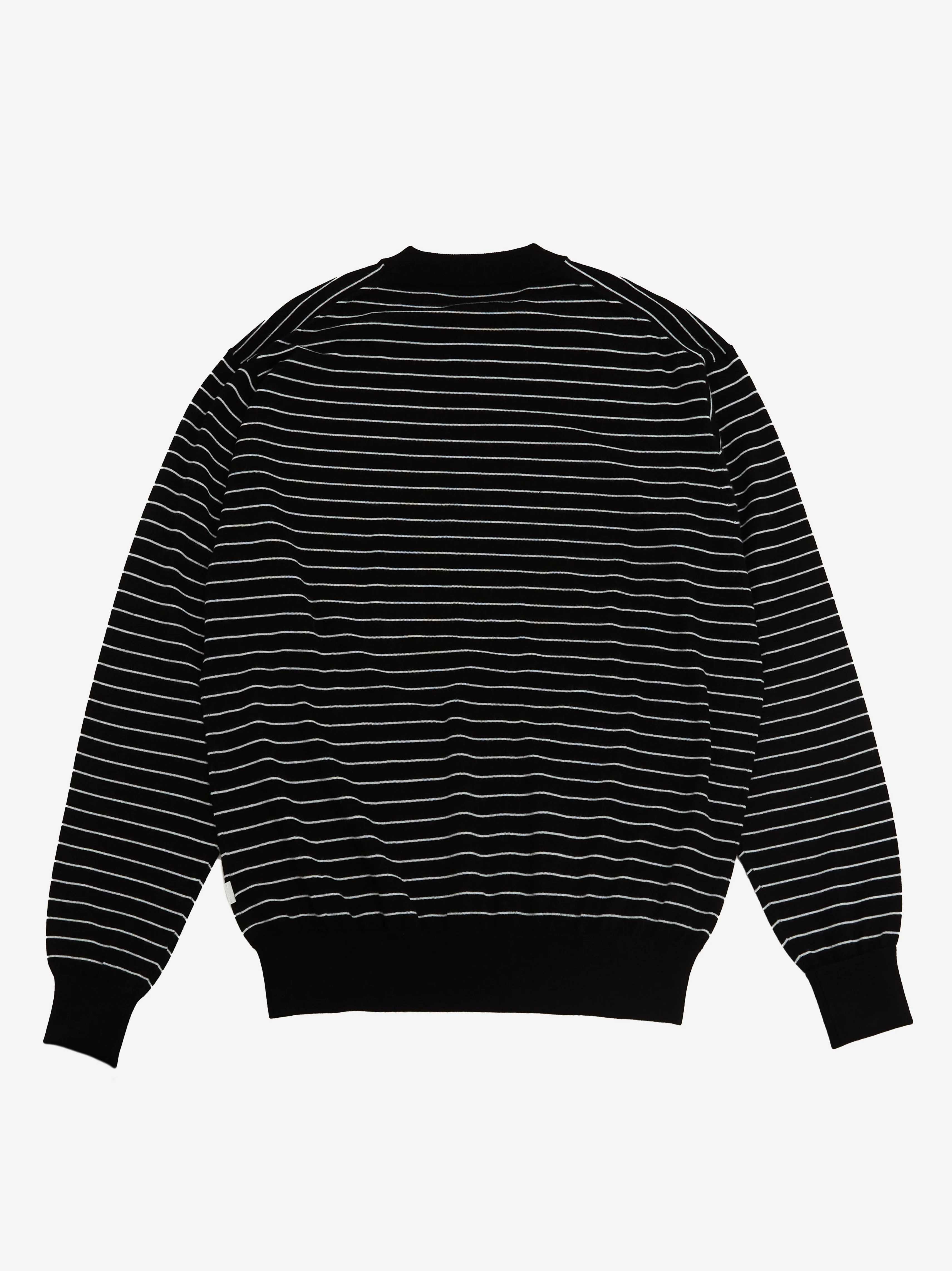 Farah Japan High Gauge Striped Crewneck Sweater - Black / White - Image 4
