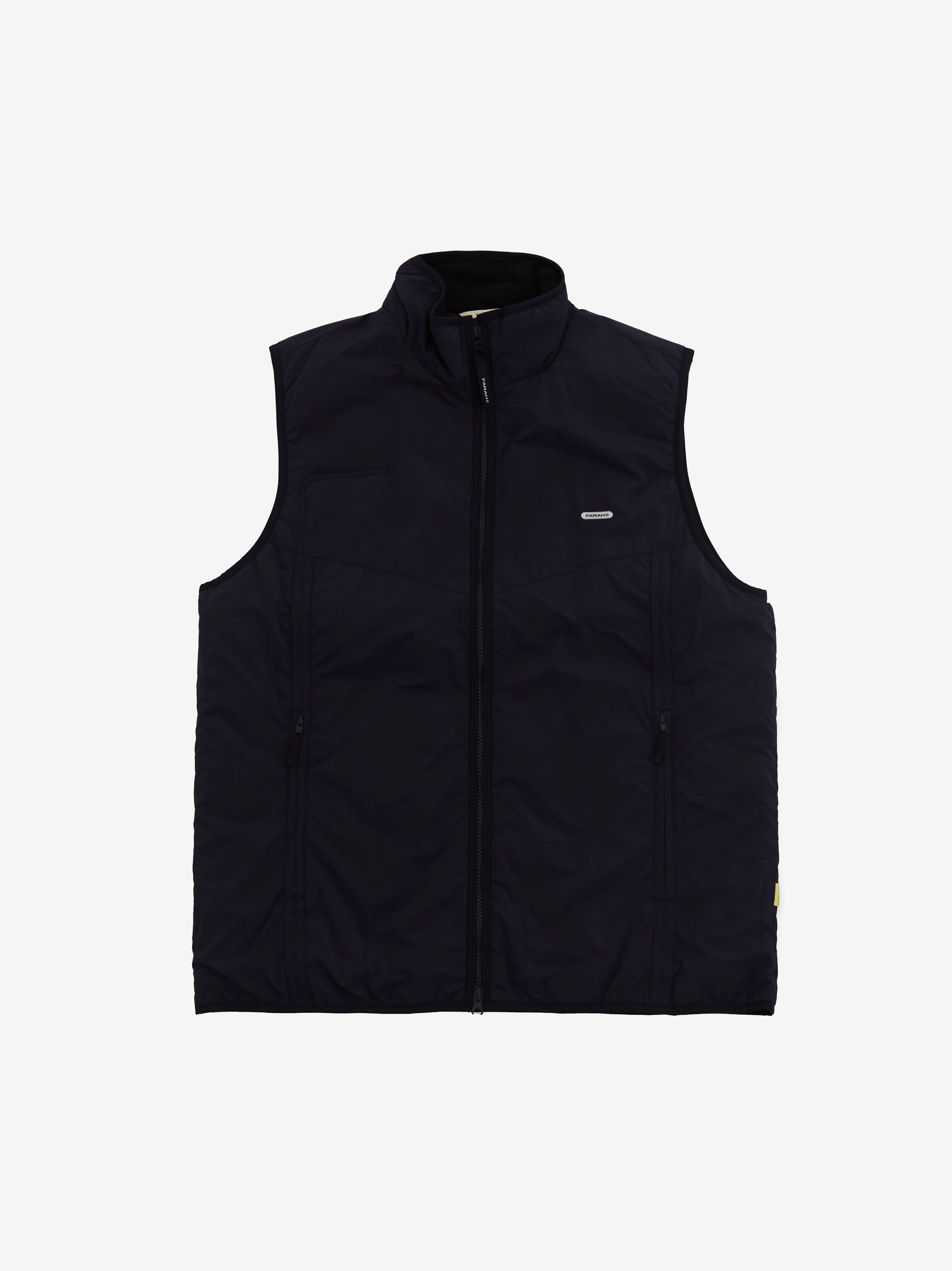 Farah Japan Nylon Zip Up Vest - Navy