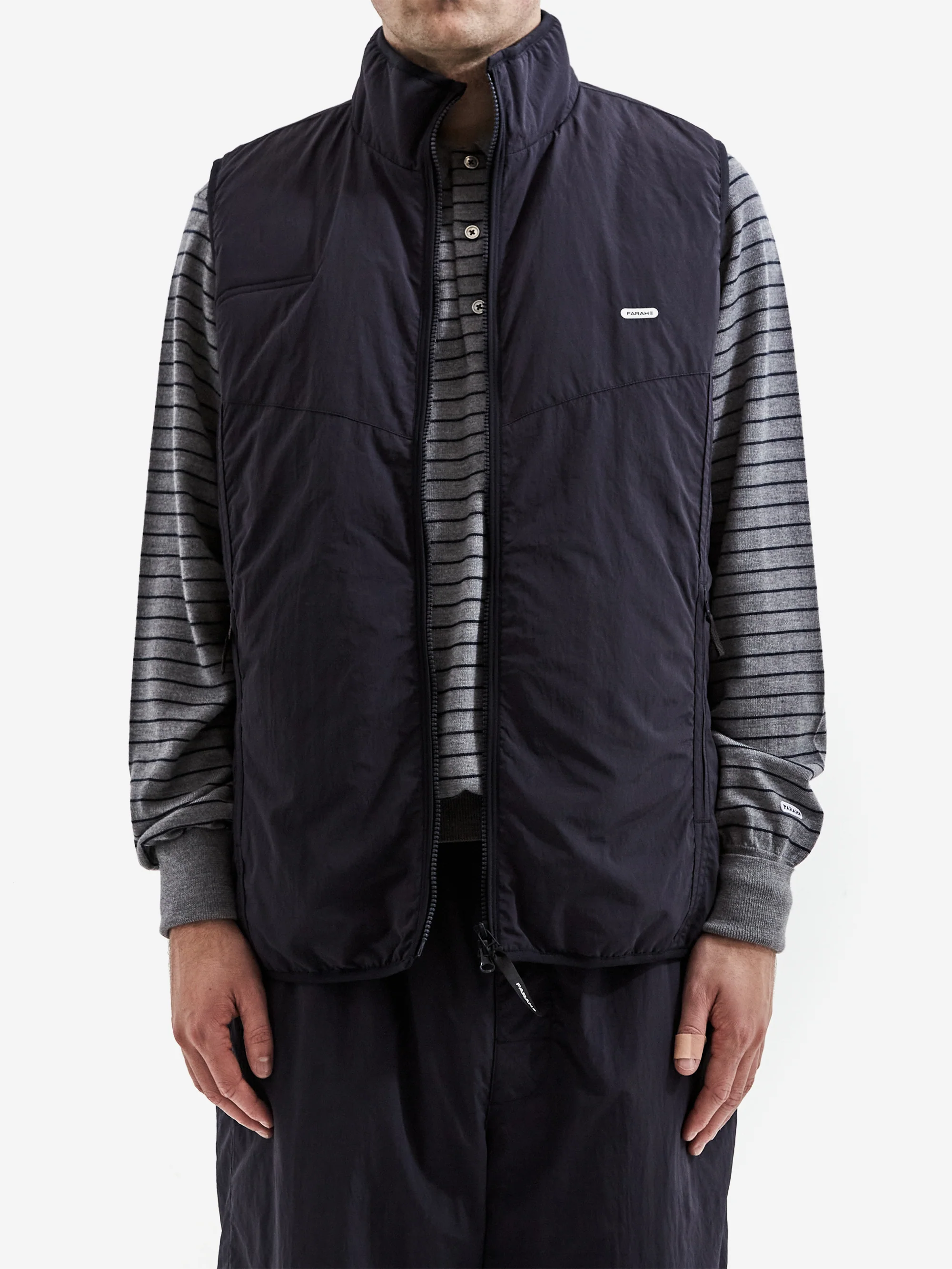 Farah Japan Nylon Zip Up Vest - Navy - Image 5