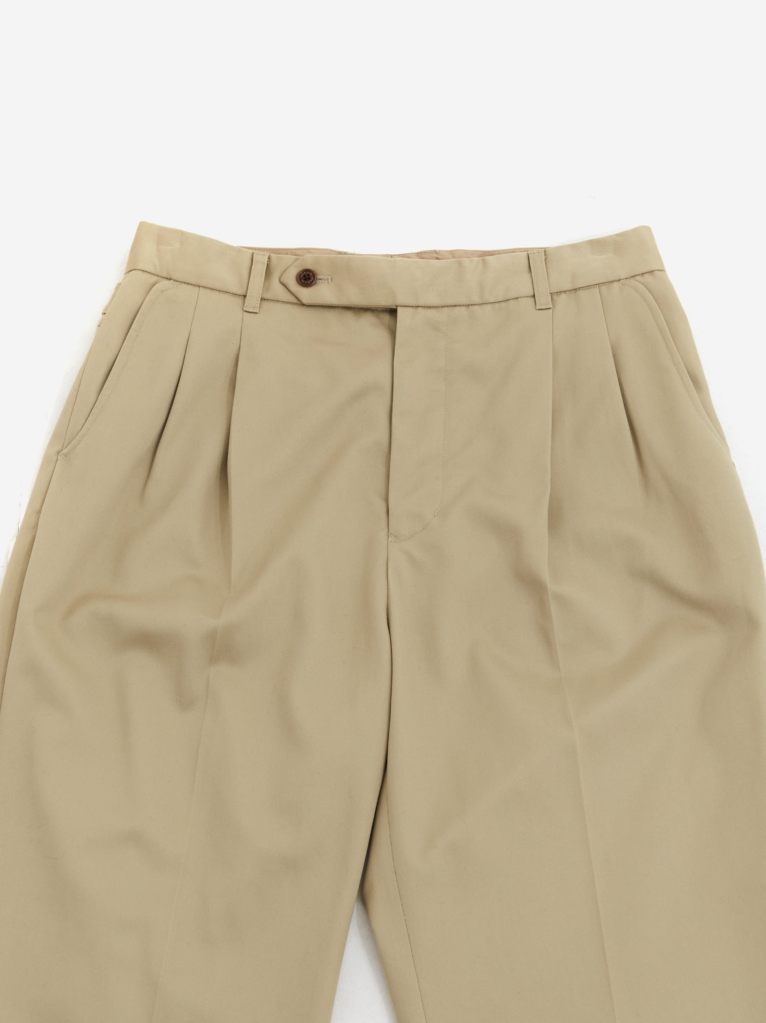Farah Japan Two Tuck Side Adjustable Pants - Beige - Image 3