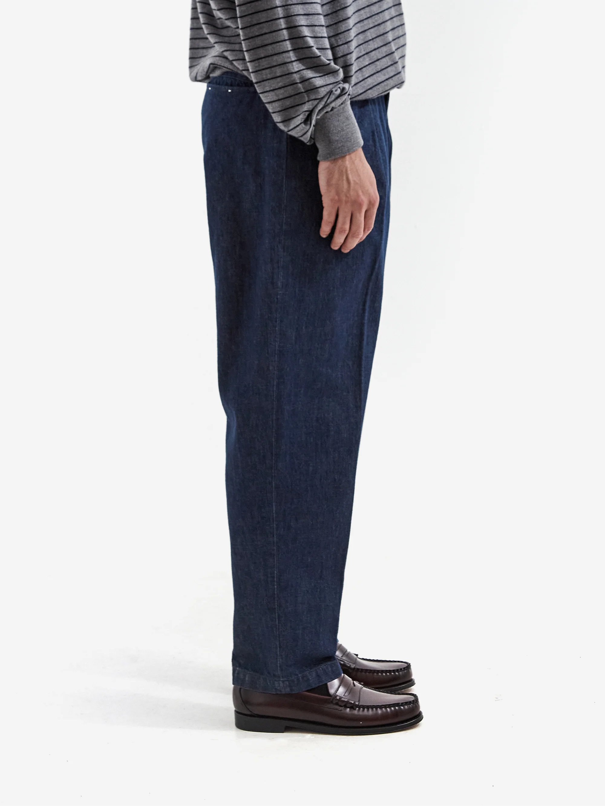 Farah Japan Two Tuck Wide Tapered Pants - Blue - Image 6