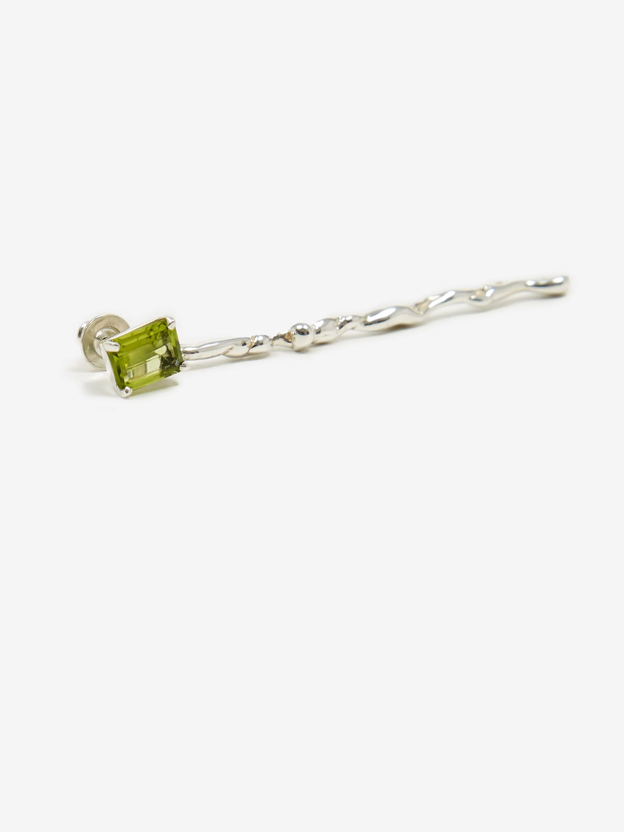 Faris Lava Gem Drop Earrings - Silver/Peridot - Image 3