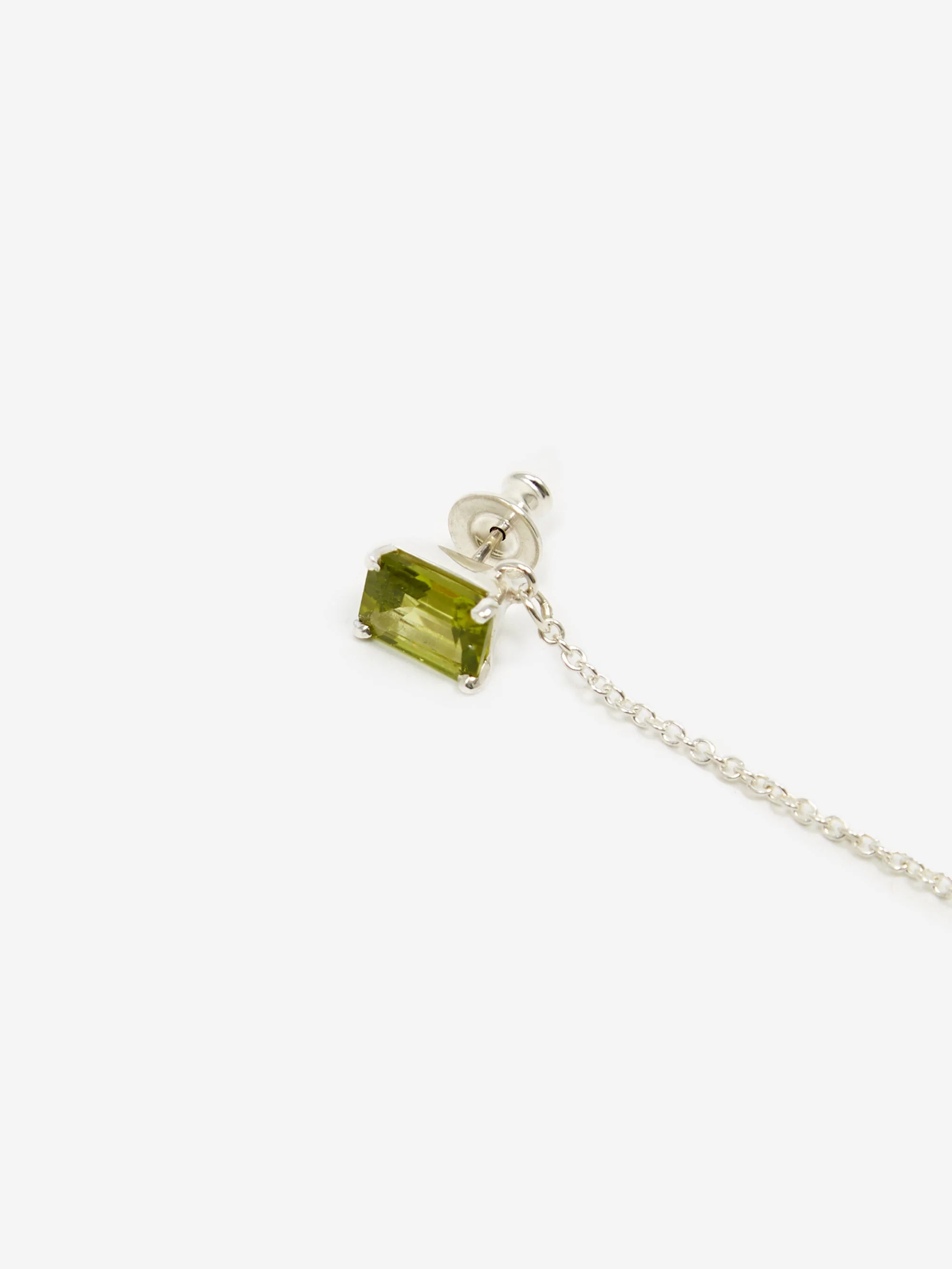 Faris Lava Gem Drop Earrings - Silver/Peridot - Image 4