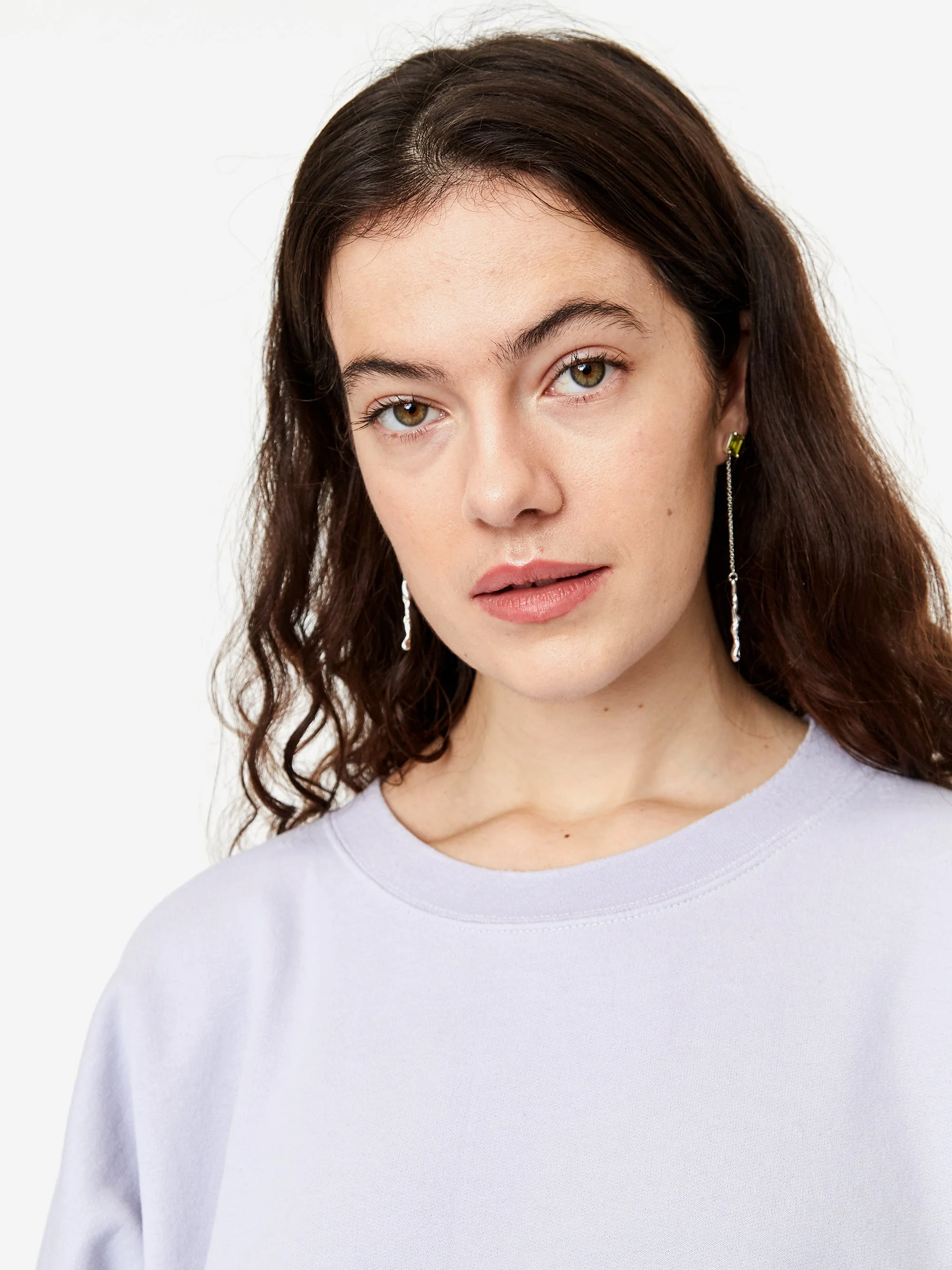 Faris Lava Gem Drop Earrings - Silver/Peridot - Image 6