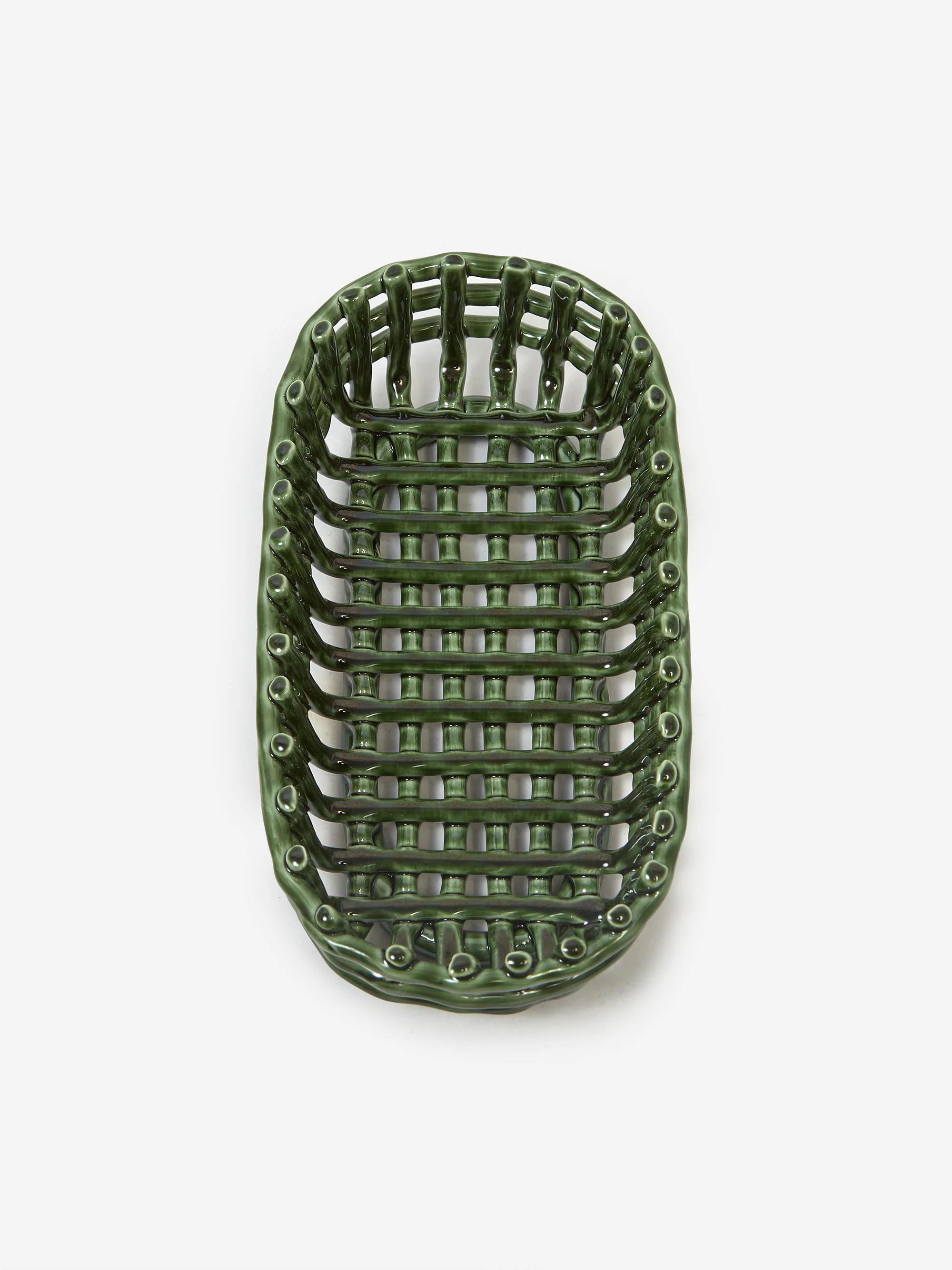 ferm LIVING Ceramic Basket - Oval - Emerald Green - Image 4