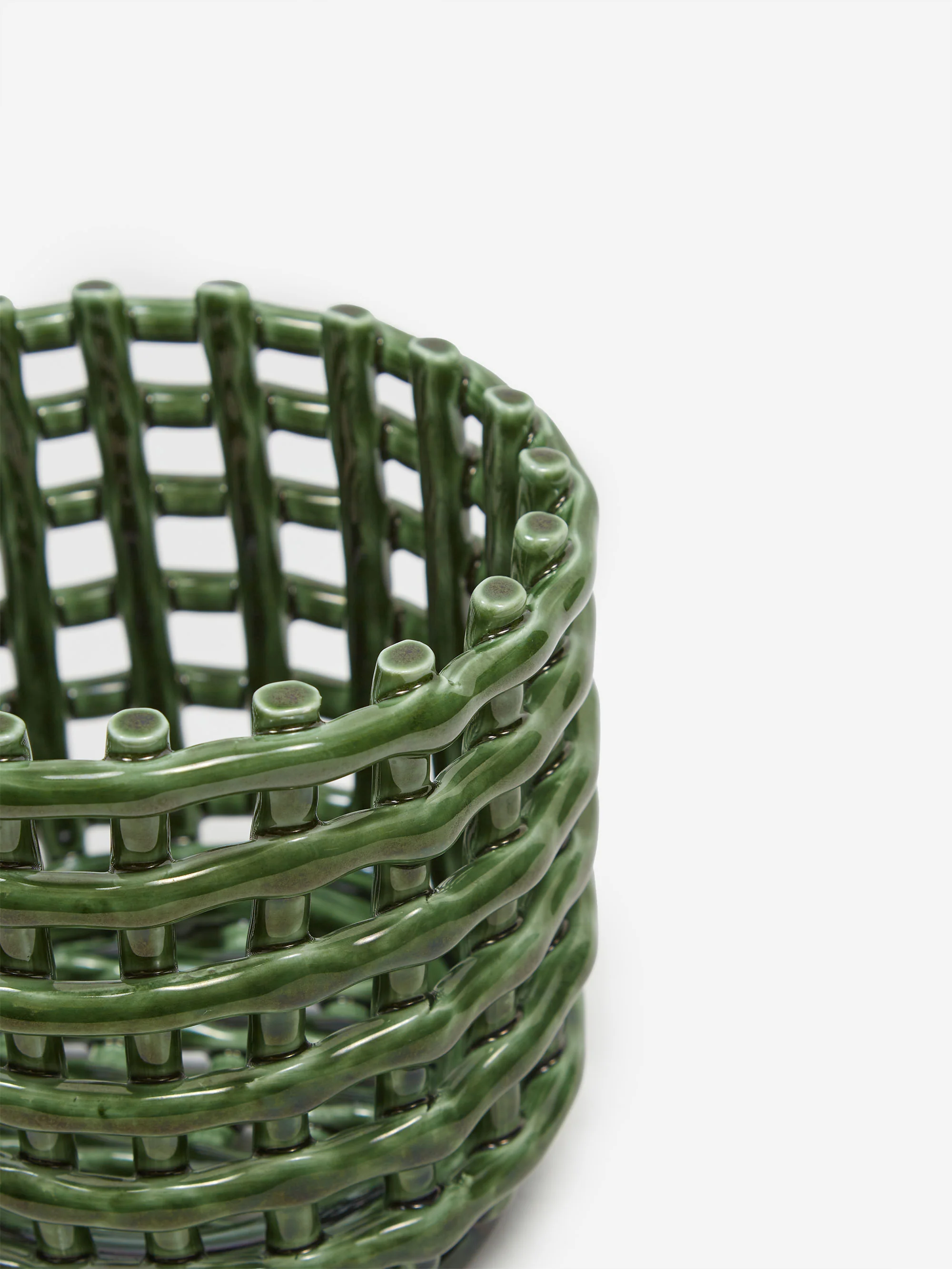 ferm LIVING Ceramic Basket - Small - Emerald Green - Image 2