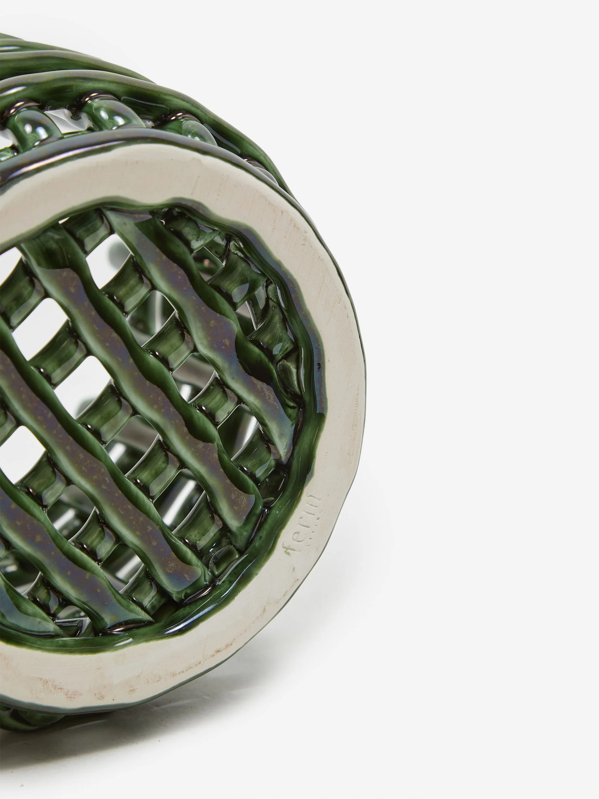 ferm LIVING Ceramic Basket - Small - Emerald Green - Image 3