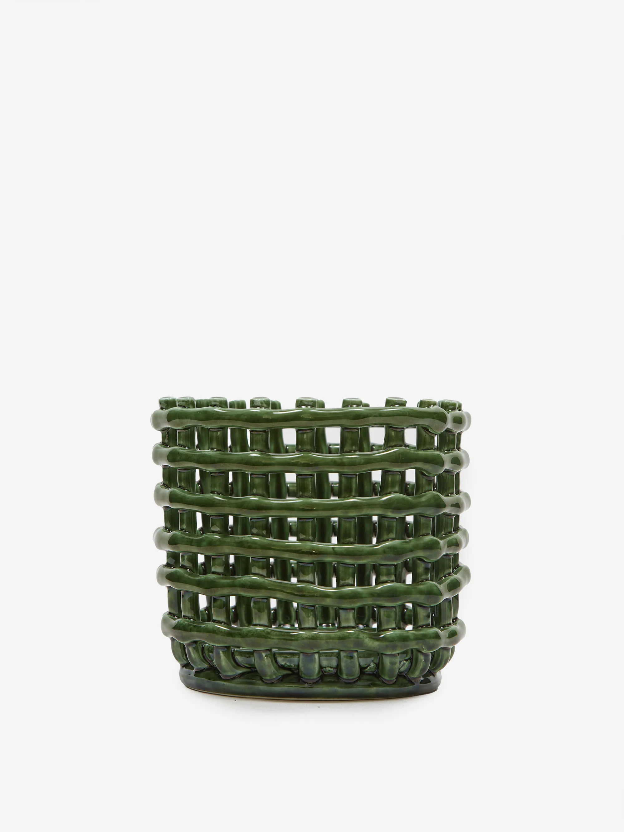 ferm LIVING Ceramic Basket - Small - Emerald Green - Image 4