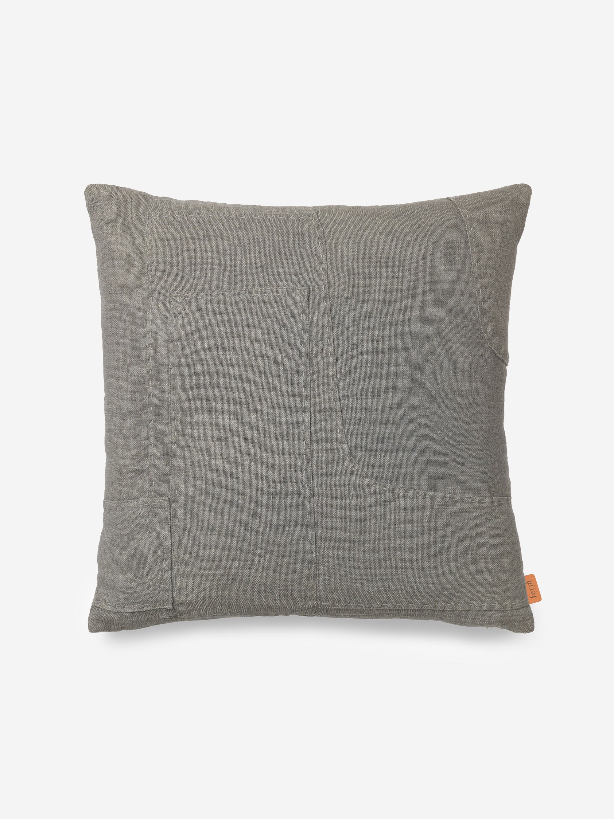 ferm LIVING Darn Patchwork Cushion - Blue Grey