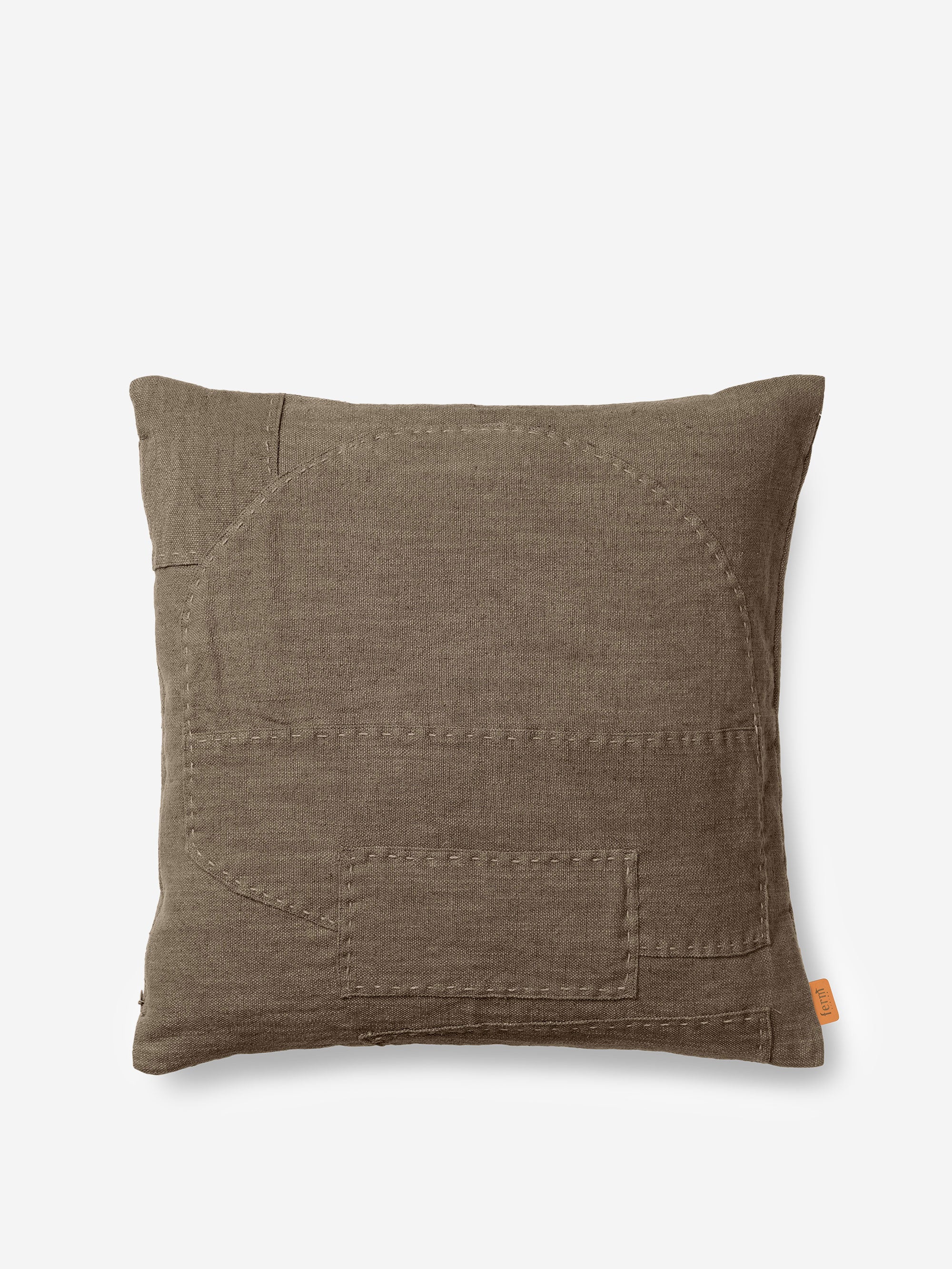ferm LIVING Darn Patchwork Cushion - Dark Taupe