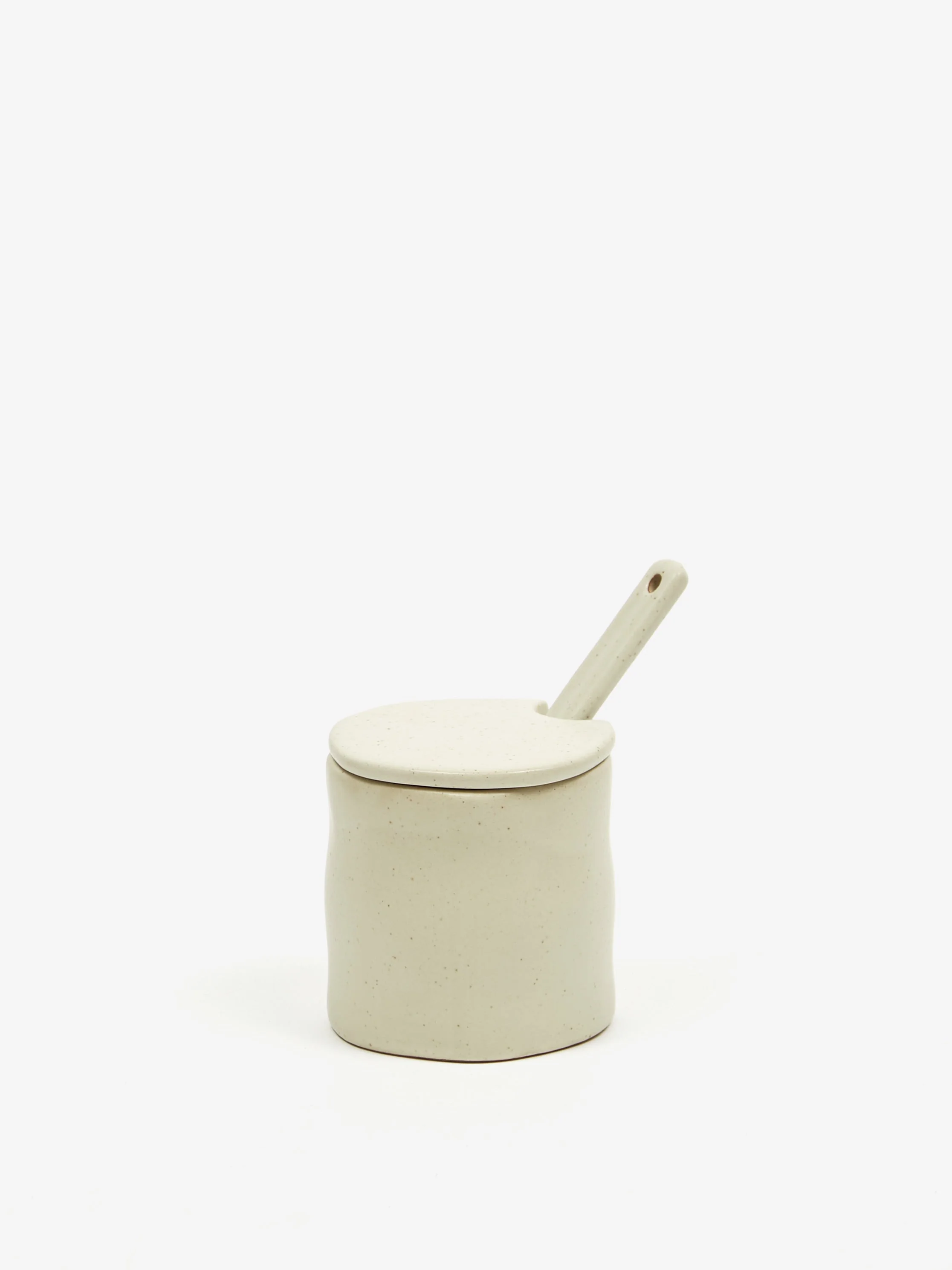 ferm LIVING Flow Jar With Spoon - Off-White Speckle
