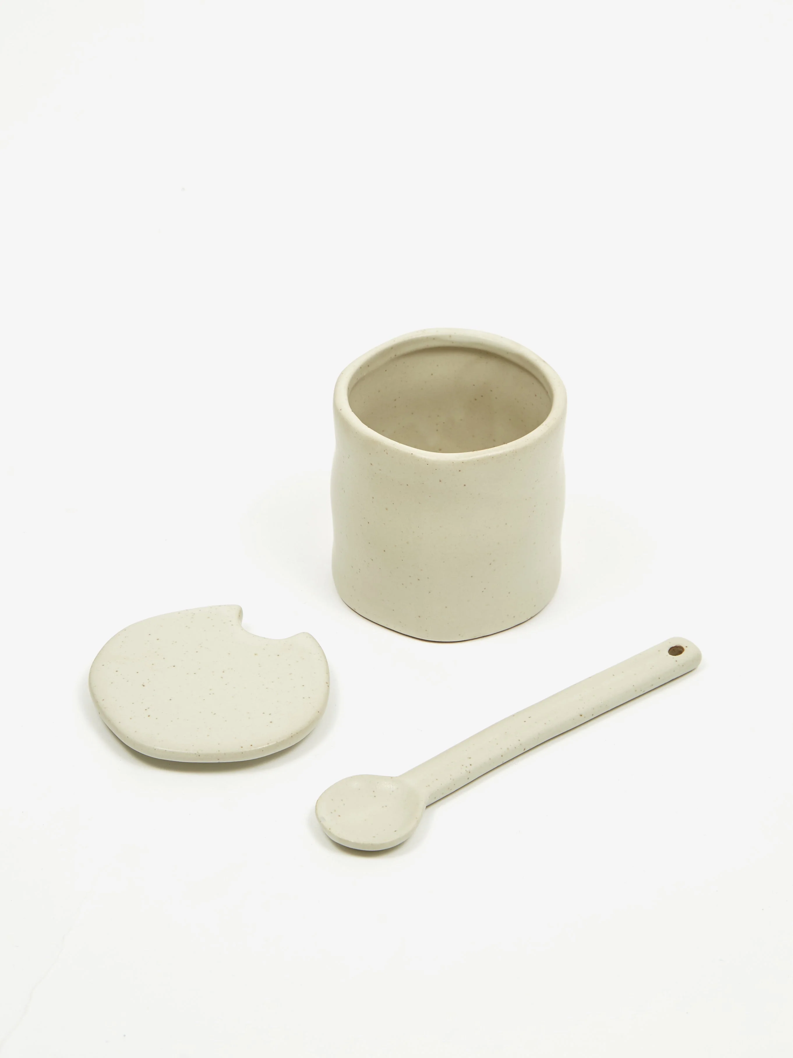 ferm LIVING Flow Jar With Spoon - Off-White Speckle - Image 2