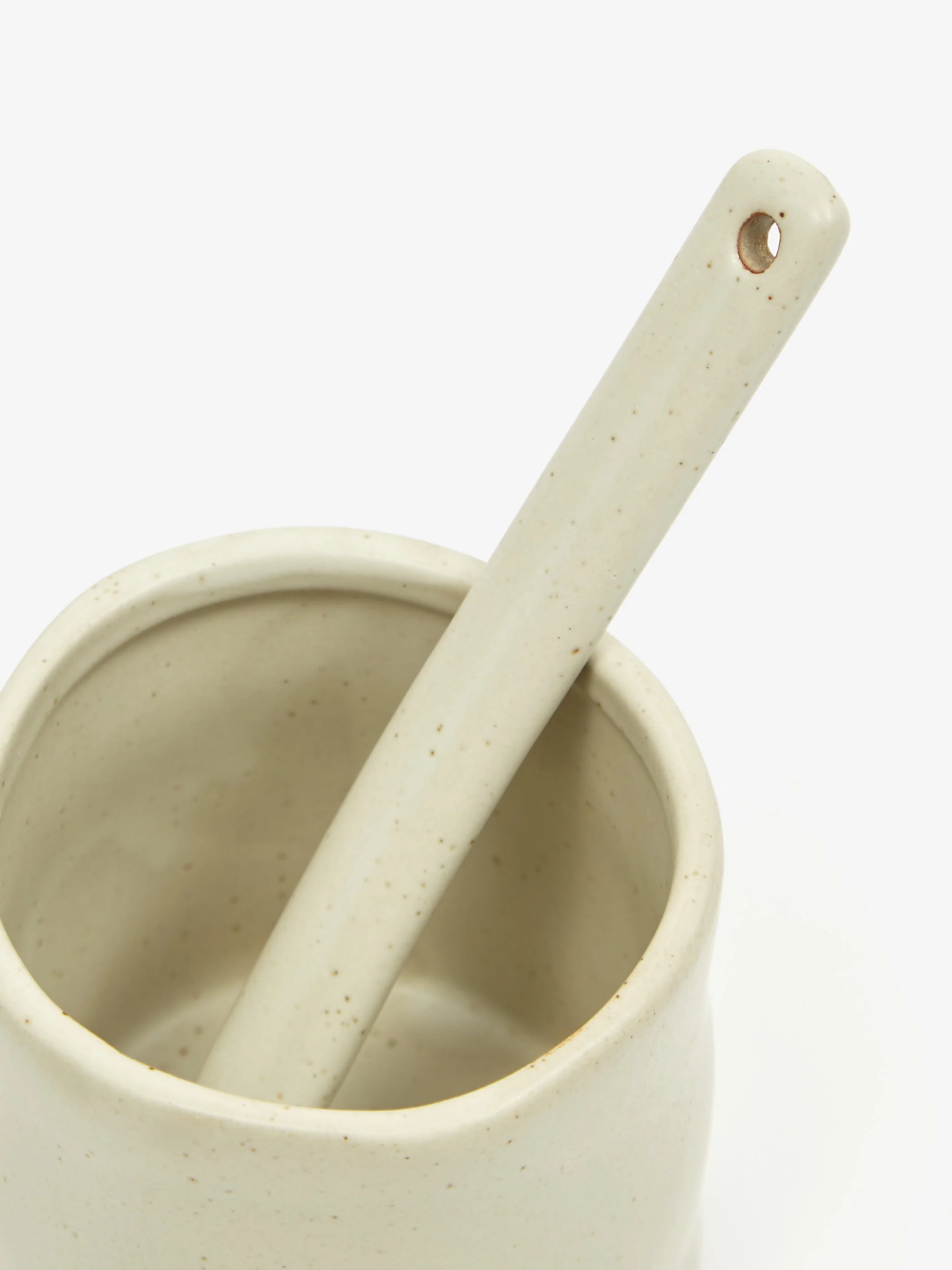 ferm LIVING Flow Jar With Spoon - Off-White Speckle - Image 3